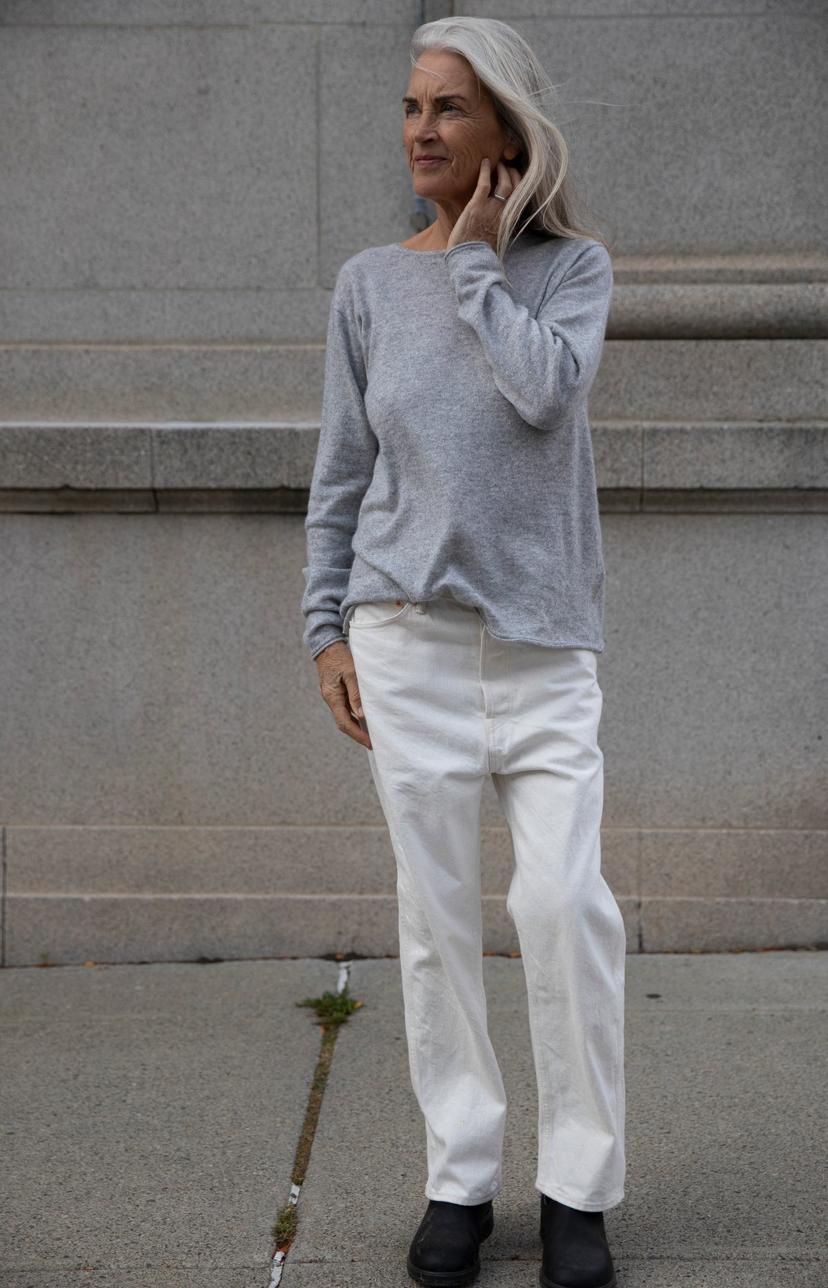 Grey Cashmere Linen Knit