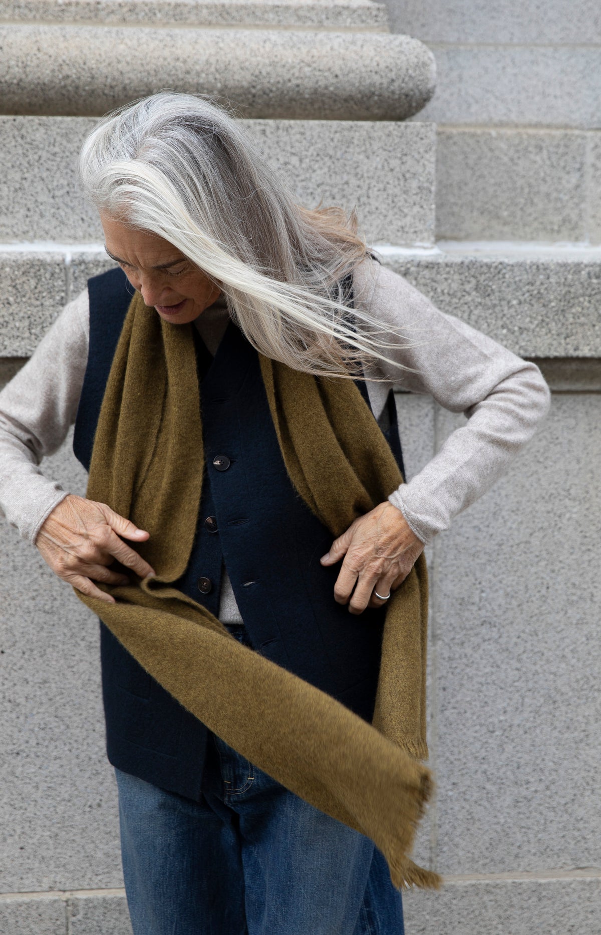 Autumn Pastures Net Boiled Skinny Scarf