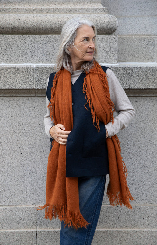 Orange Net Crest Scarf