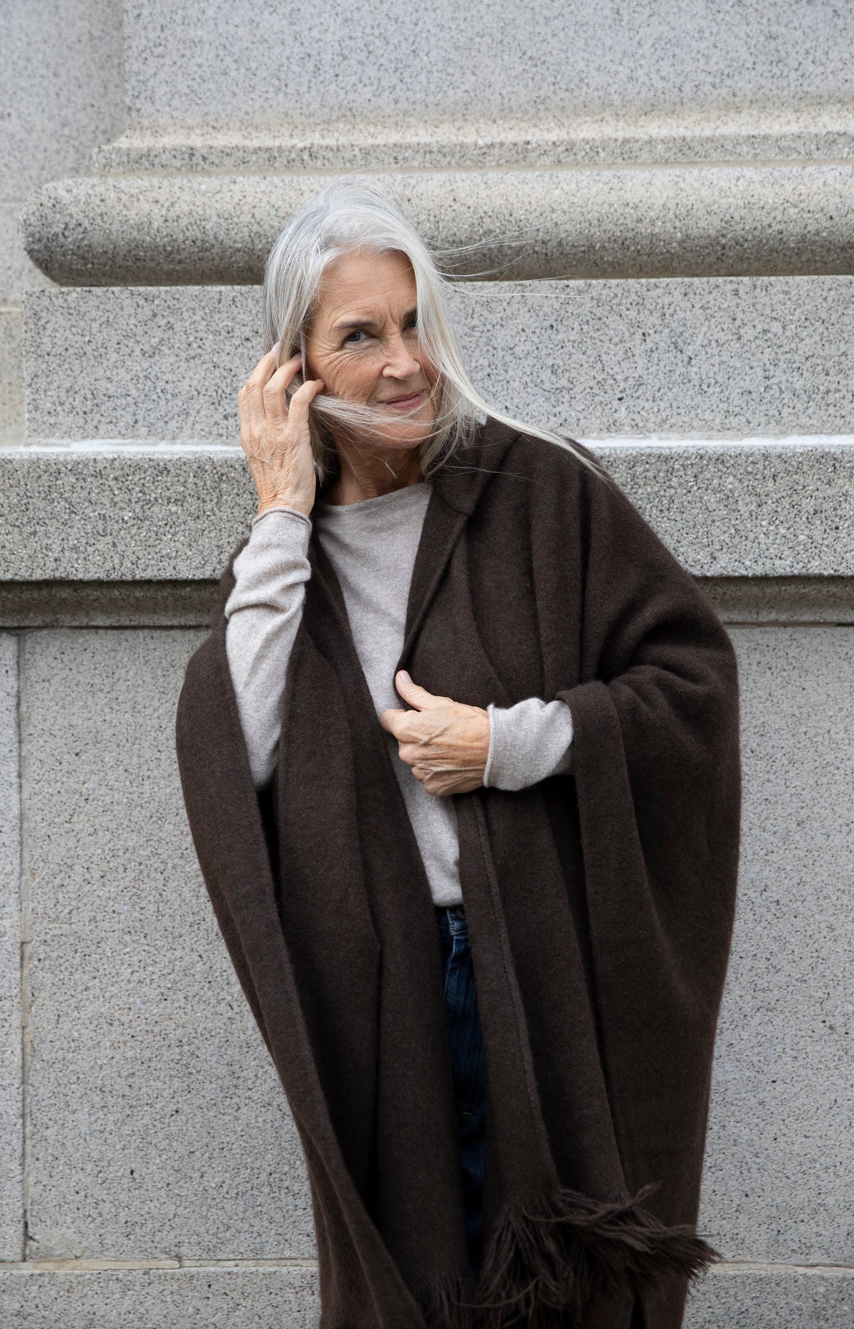 Natural Yak Brown Hooded Cape