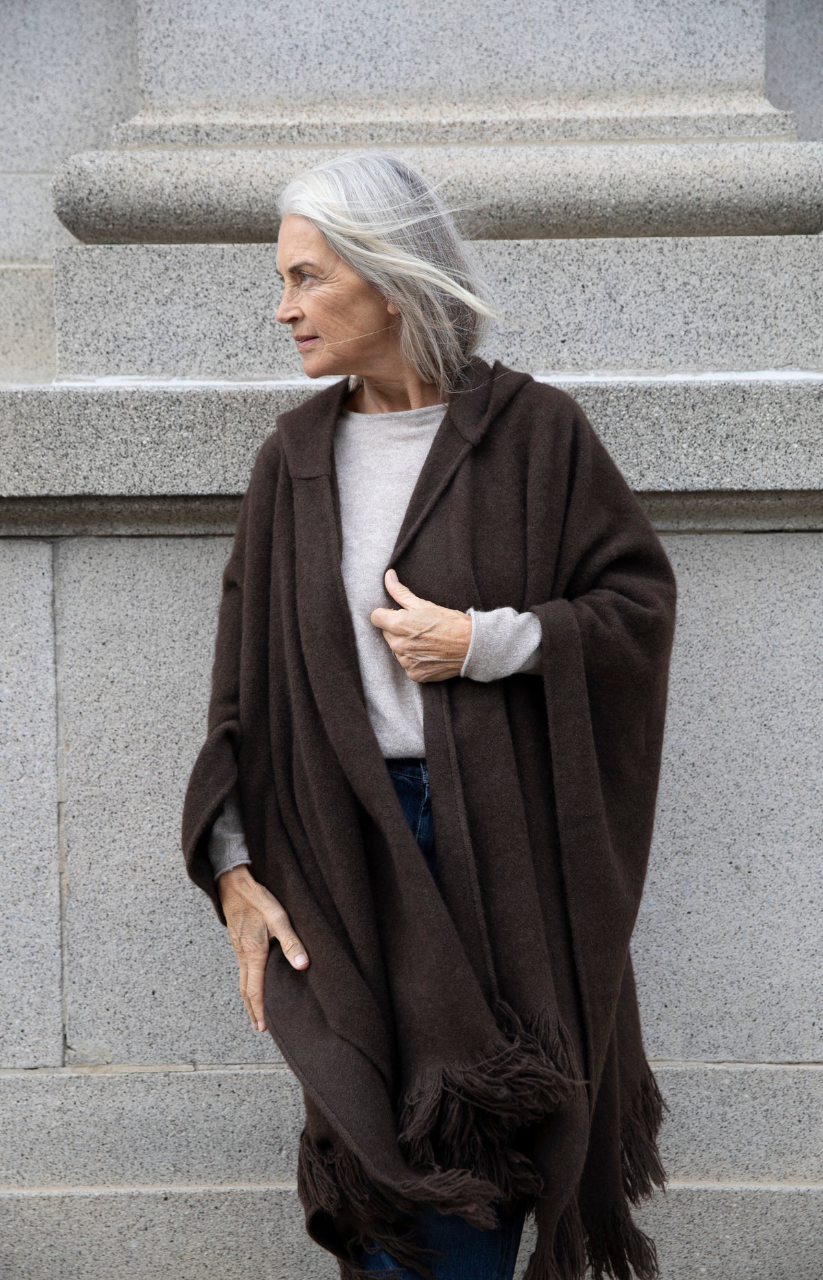 Natural Yak Brown Hooded Cape
