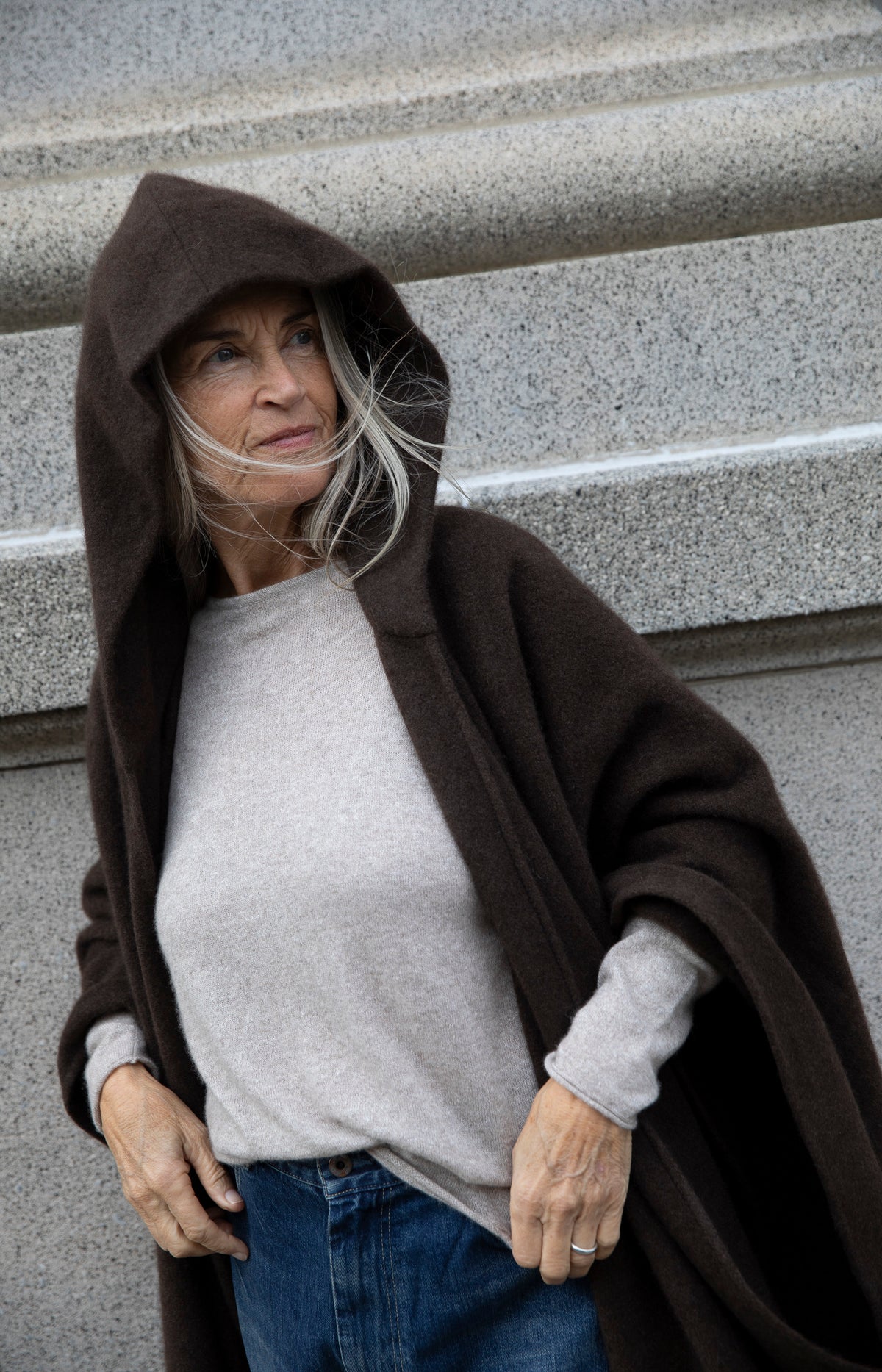 Natural Yak Brown Hooded Cape