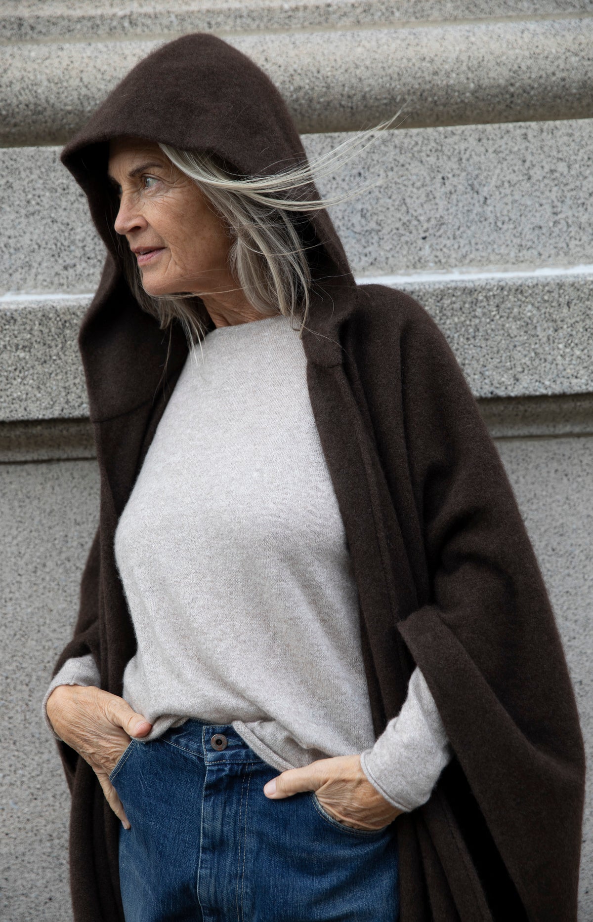 Natural Yak Brown Hooded Cape