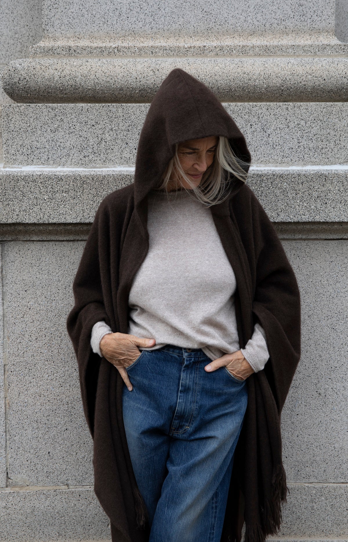 Natural Yak Brown Hooded Cape