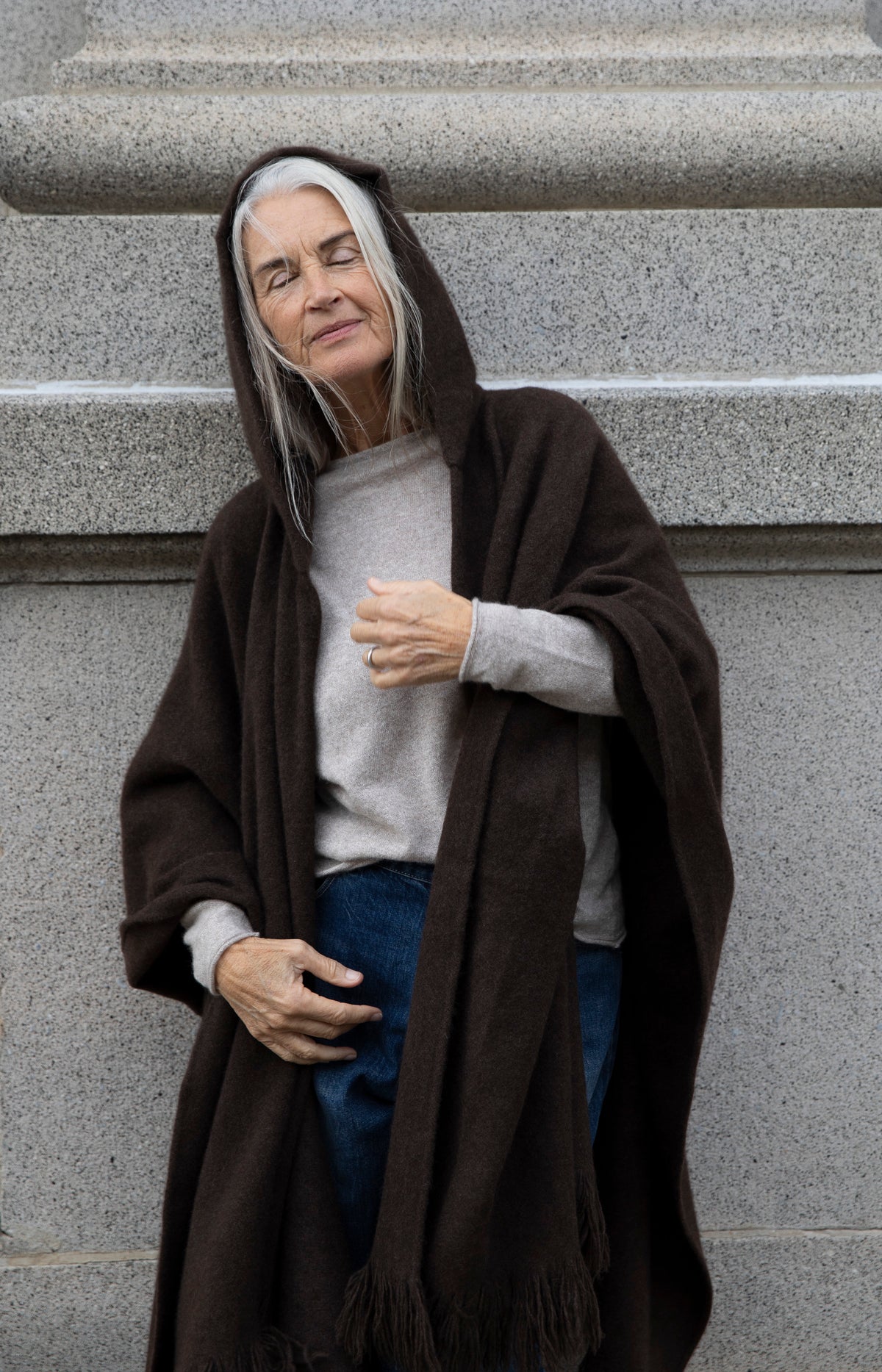 Natural Yak Brown Hooded Cape