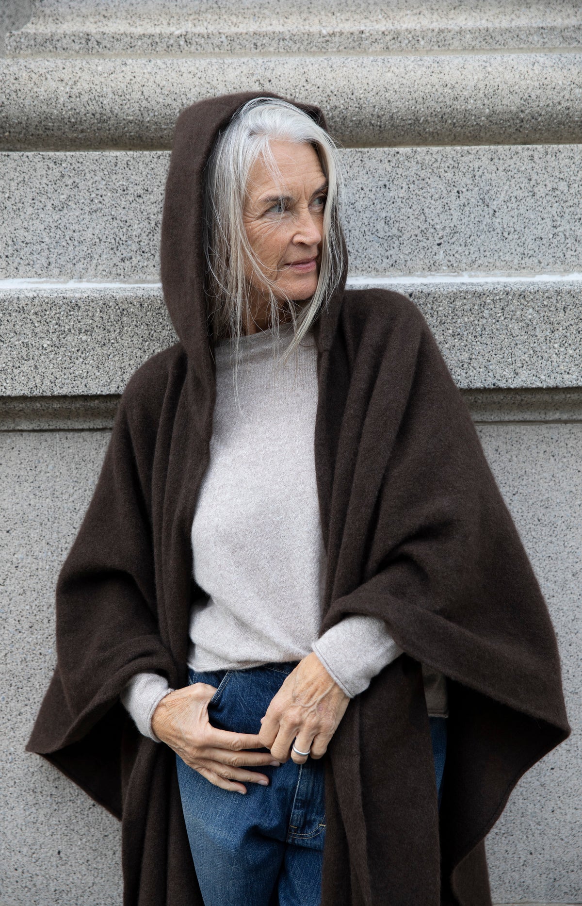 Natural Yak Brown Hooded Cape