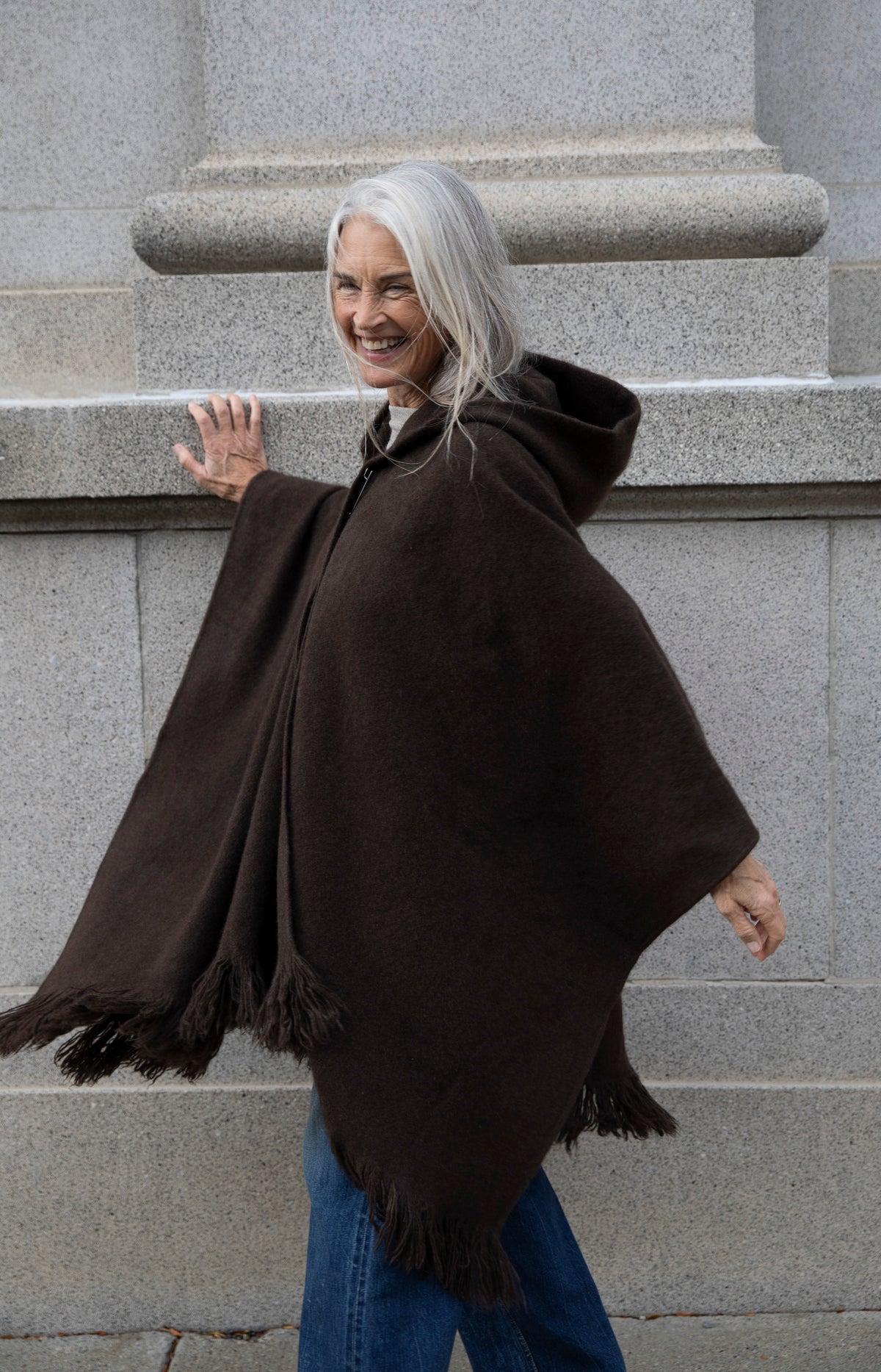 Natural Yak Brown Hooded Cape