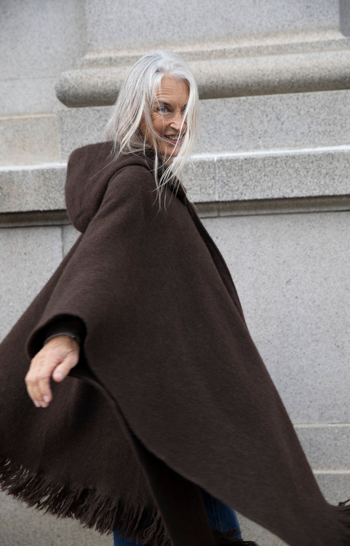 Natural Yak Brown Hooded Cape