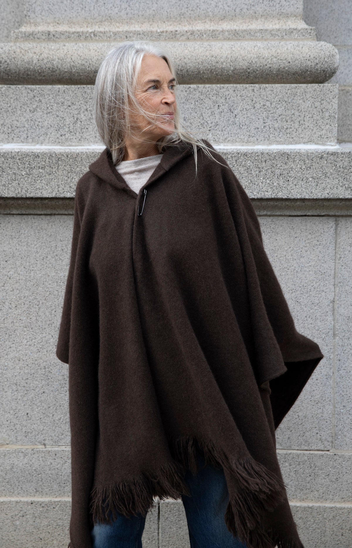 Natural Yak Brown Hooded Cape
