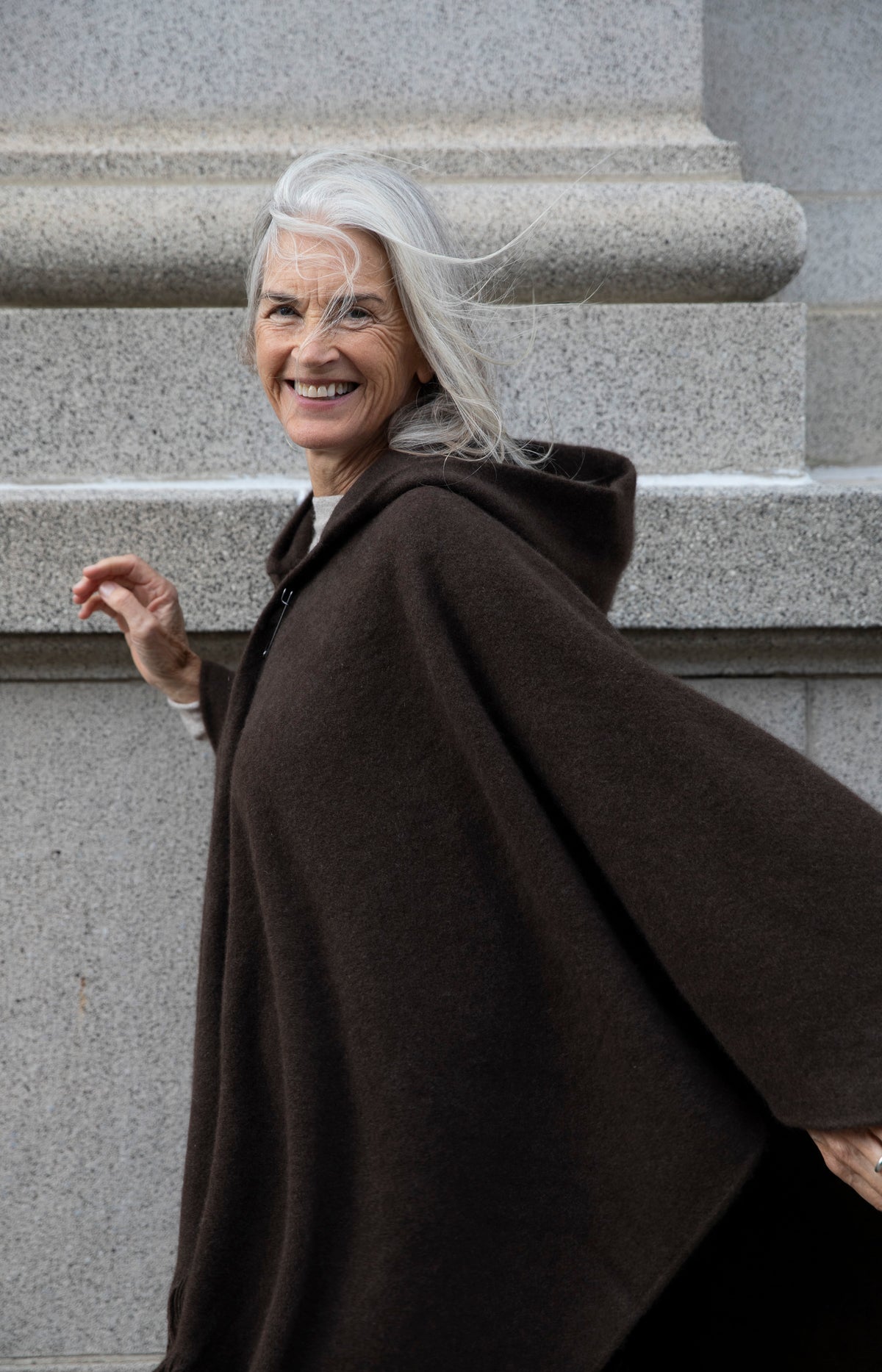 Natural Yak Brown Hooded Cape