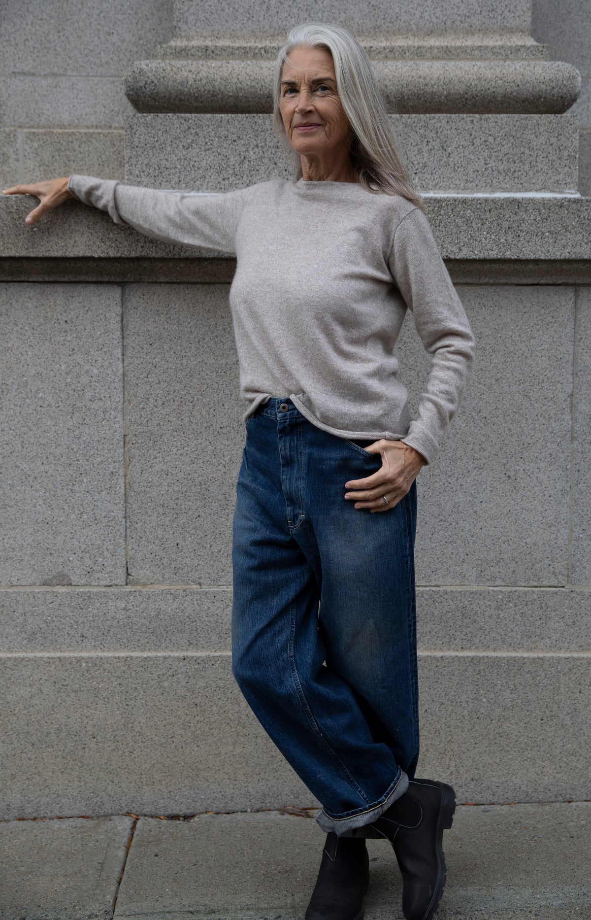 Dark Wash Denim Ranch Pants