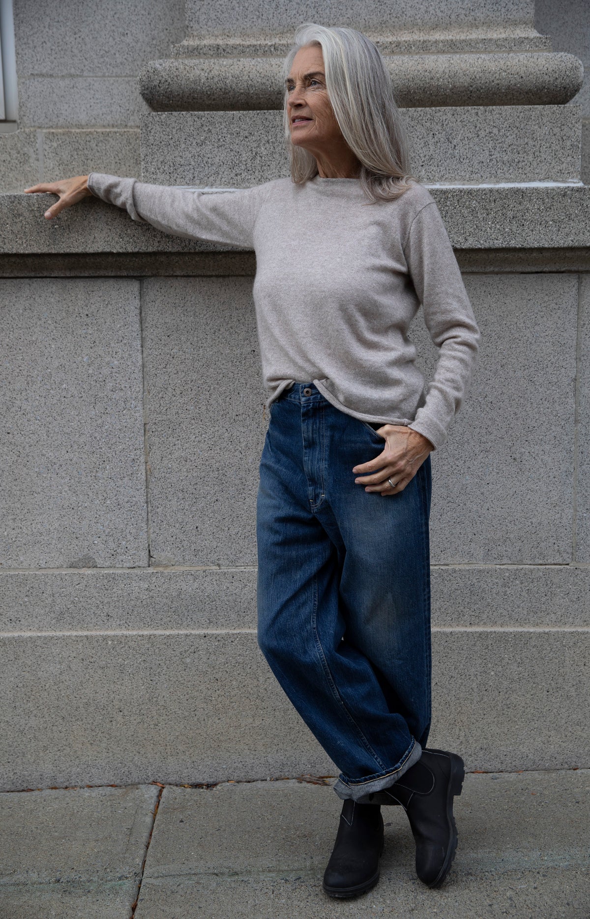 Dark Wash Denim Ranch Pants