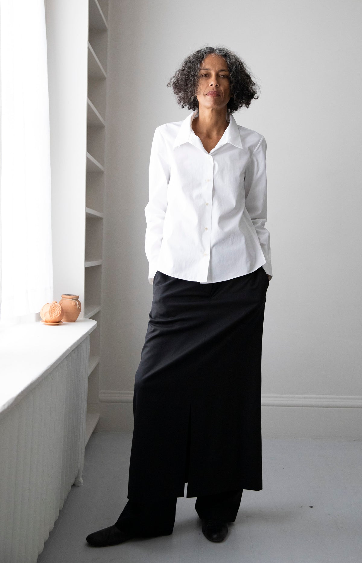 Black Wool Skirt Pant