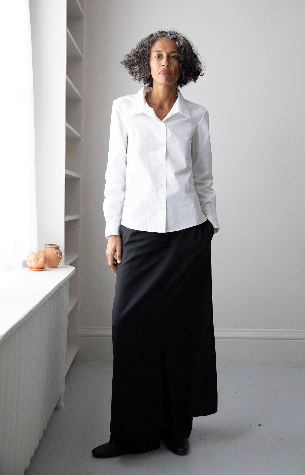 Black Wool Skirt Pant