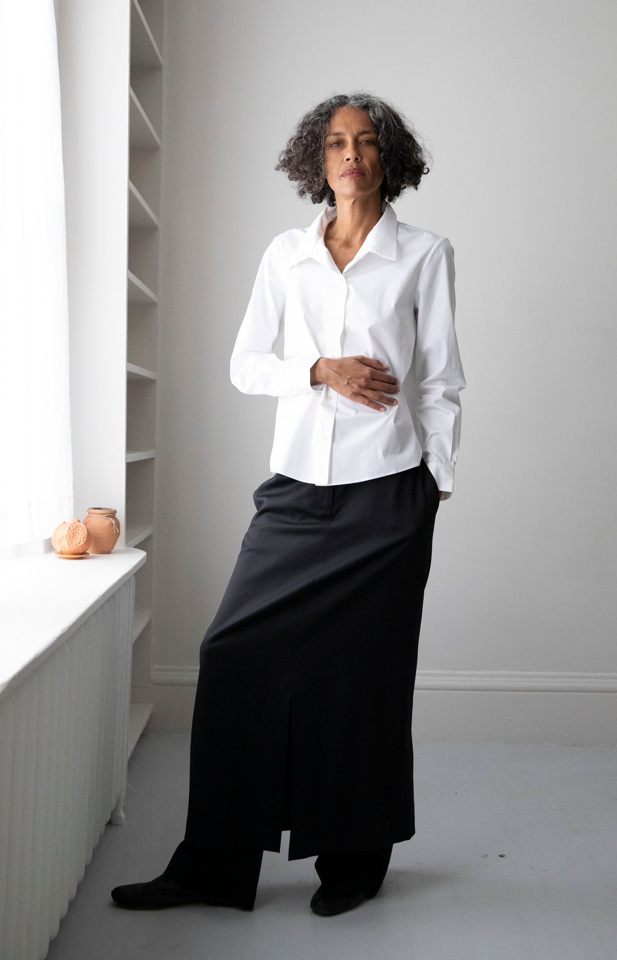 Black Wool Skirt Pant