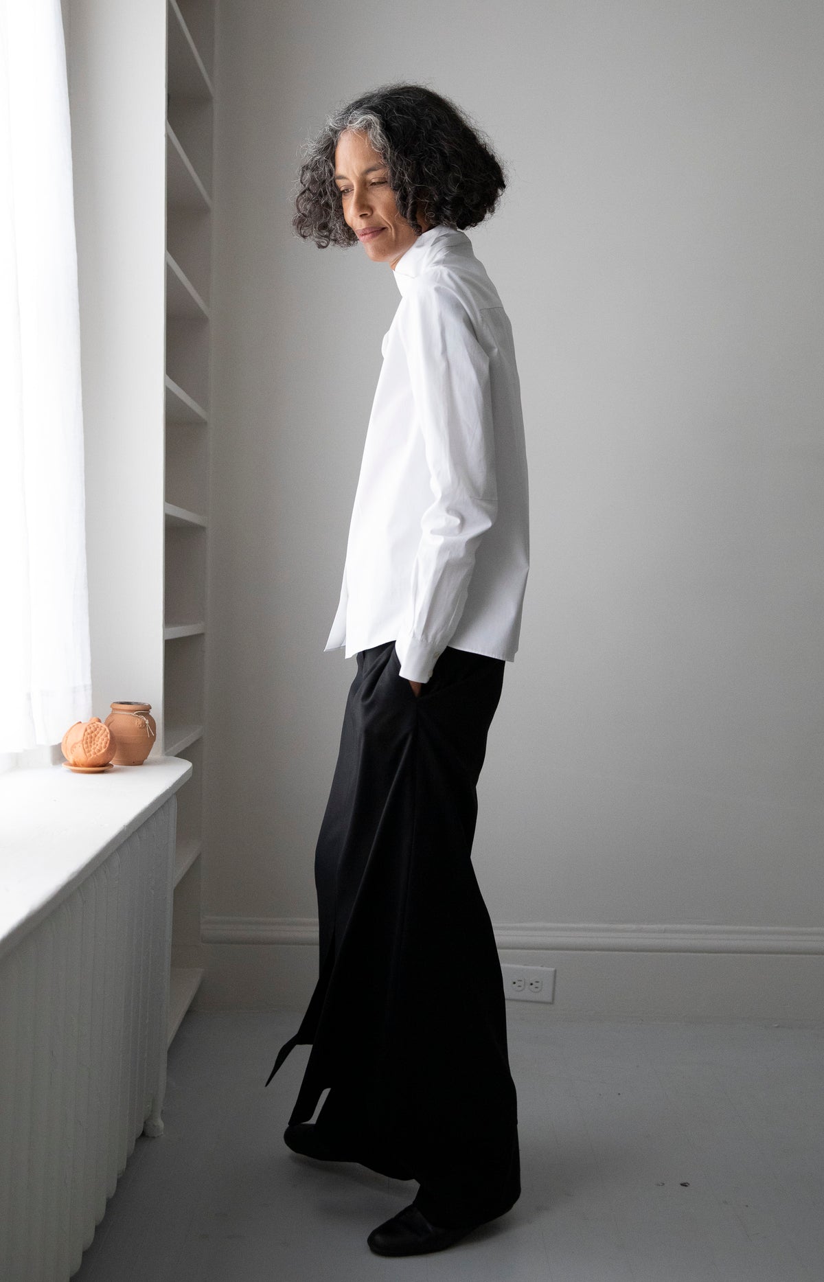 Black Wool Skirt Pant