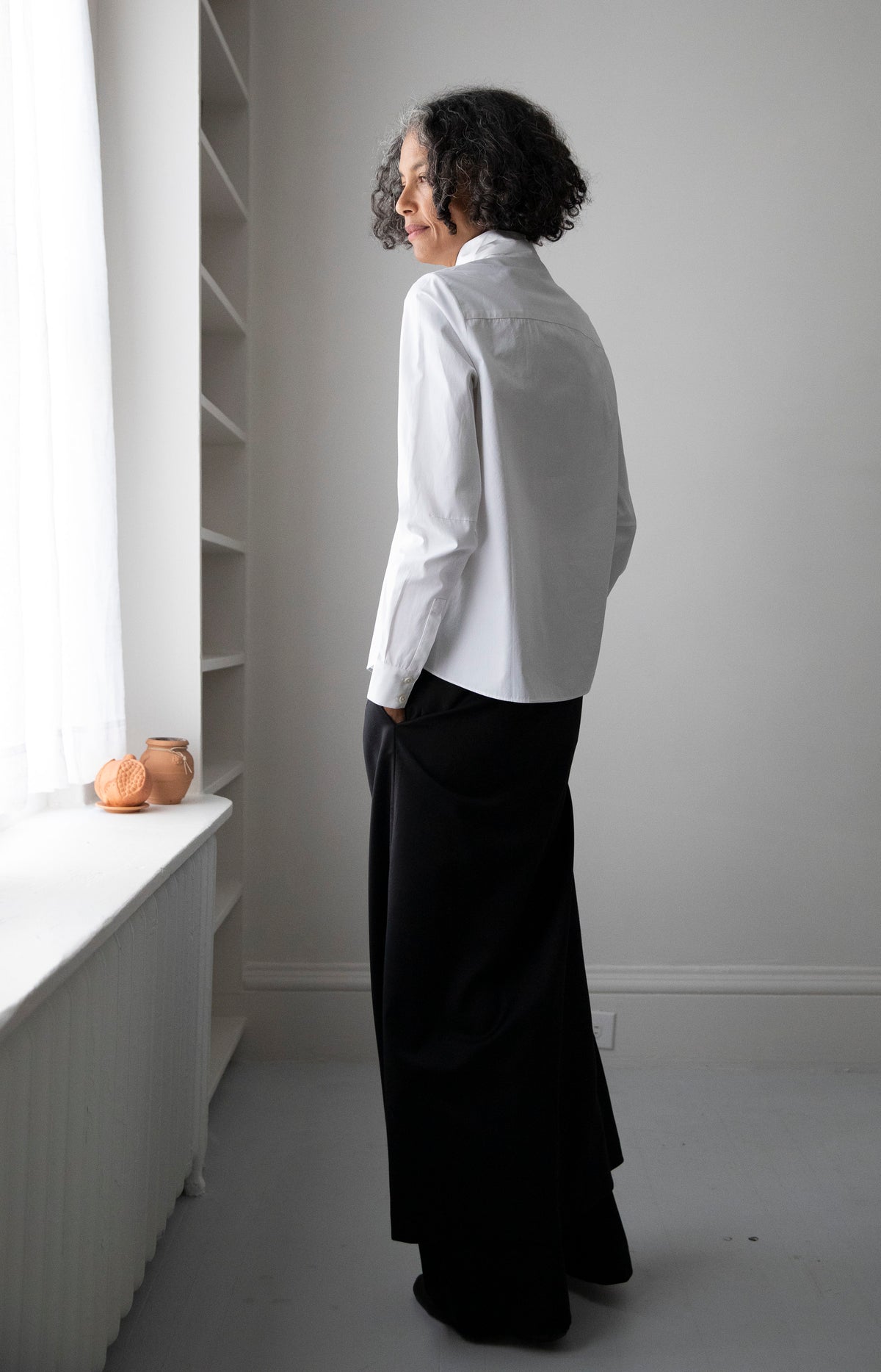 Black Wool Skirt Pant