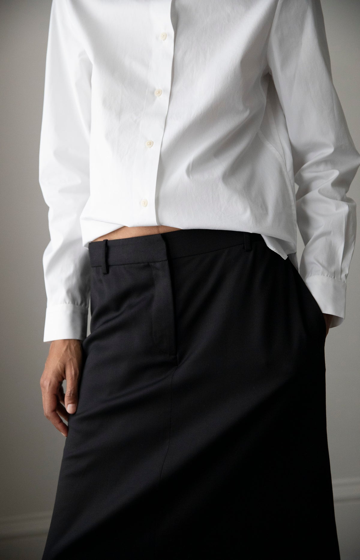 Black Wool Skirt Pant