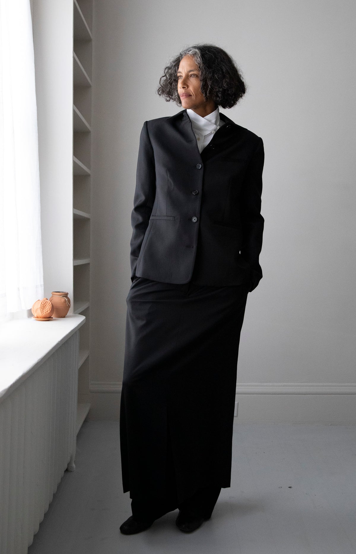 Black Wool Skirt Pant