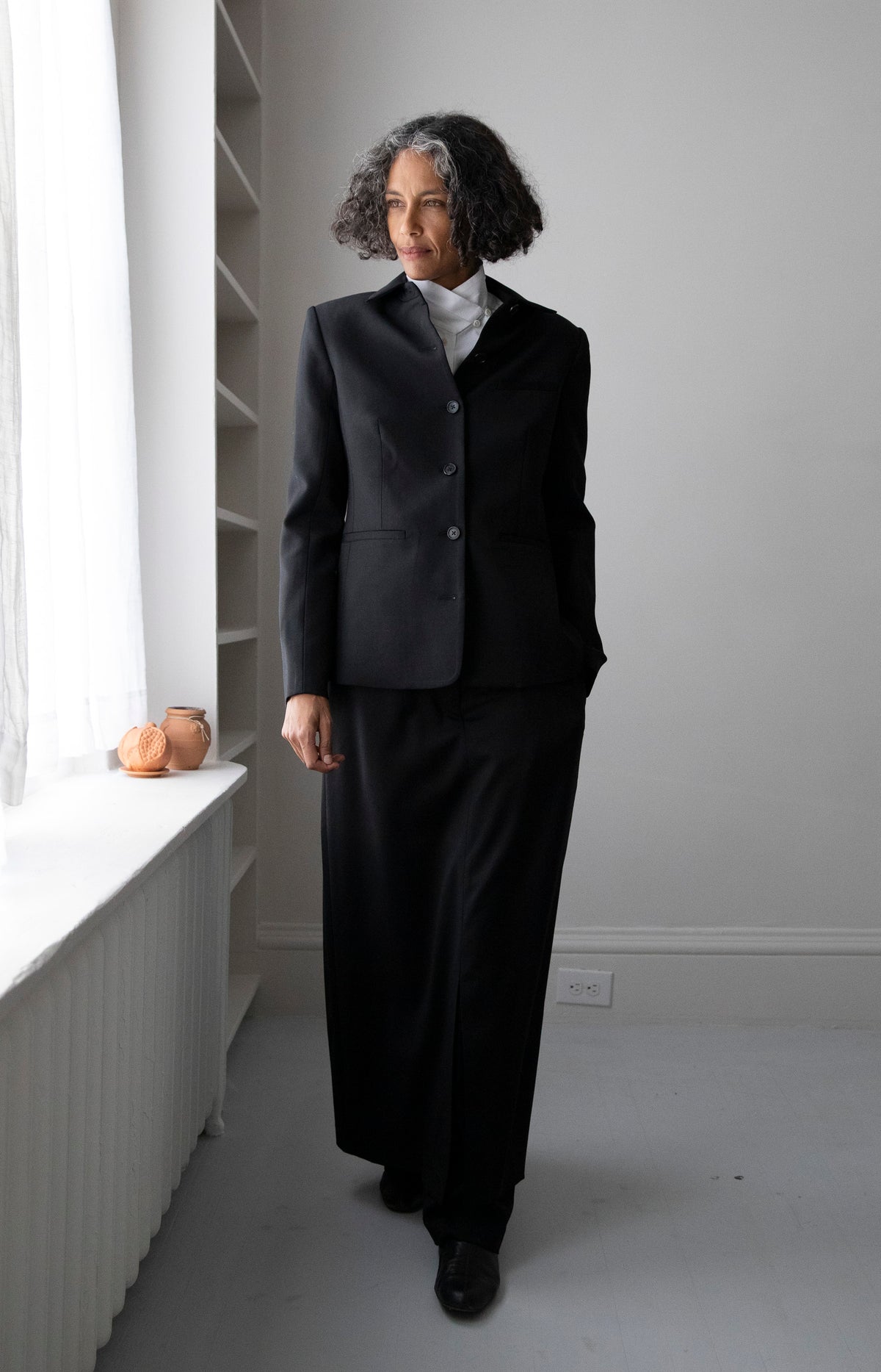 Black Wool Skirt Pant