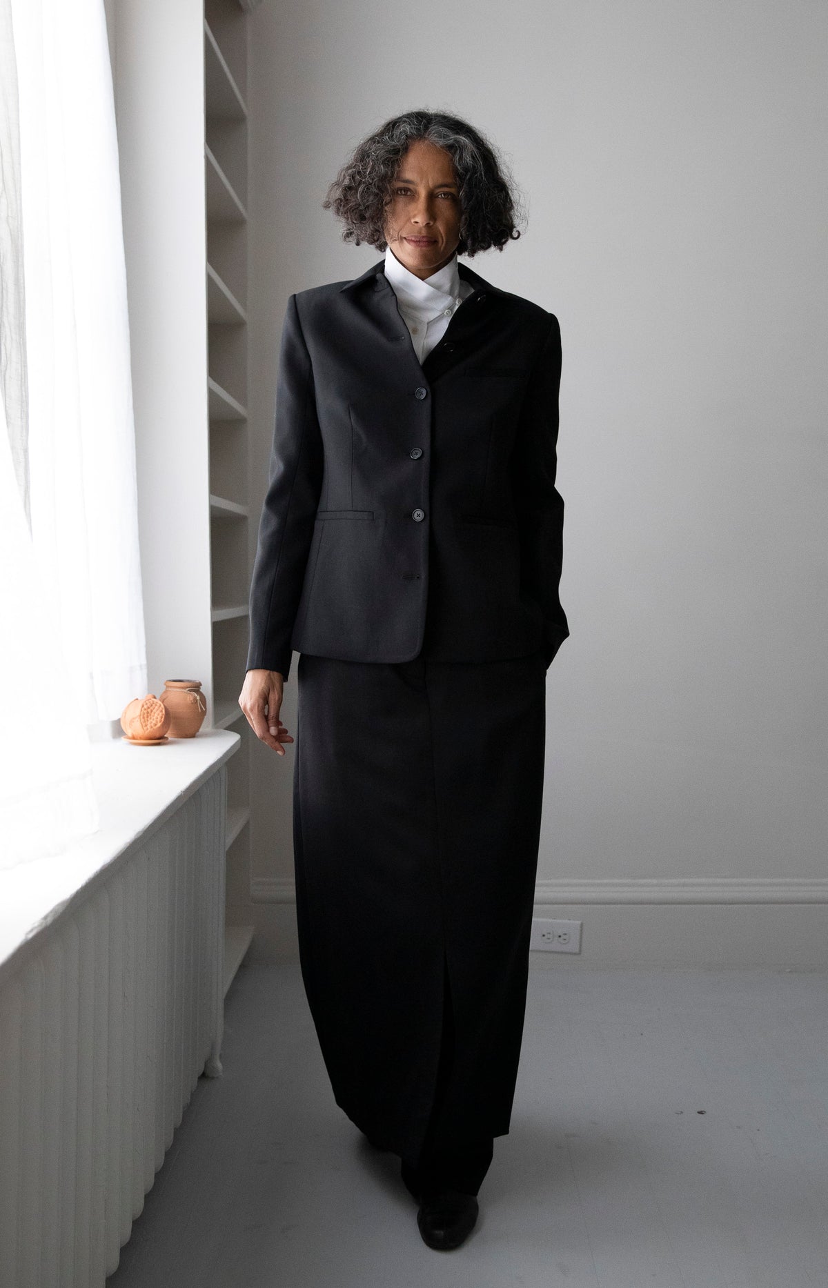Black Wool Skirt Pant