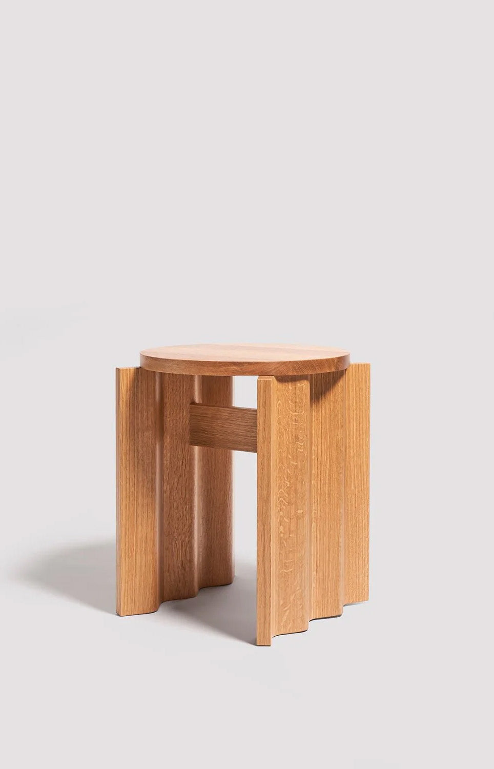 The Corrugated Side Table in White Oak