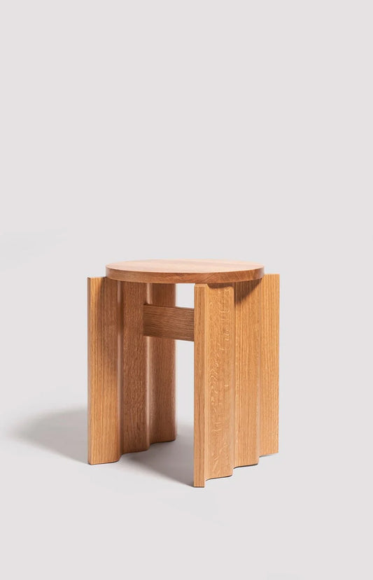The Corrugated Side Table in White Oak