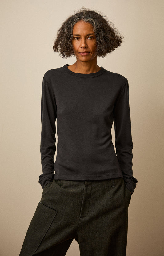 Ebony Merino Long Sleeve Top