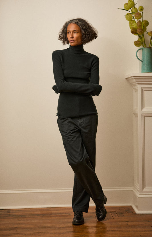 Black Keyhole Turtleneck