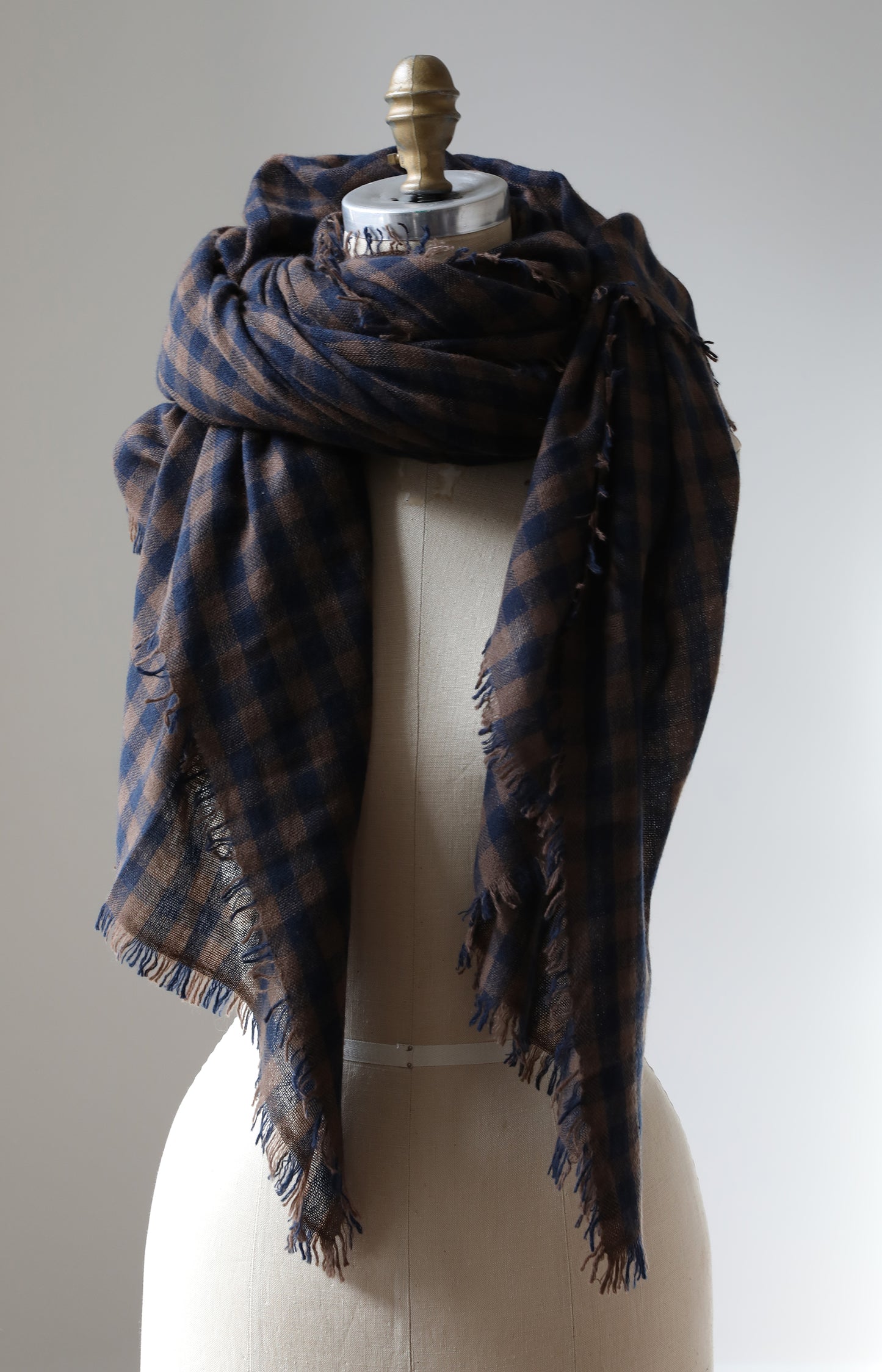 Brown & Navy Cashmere Scarf