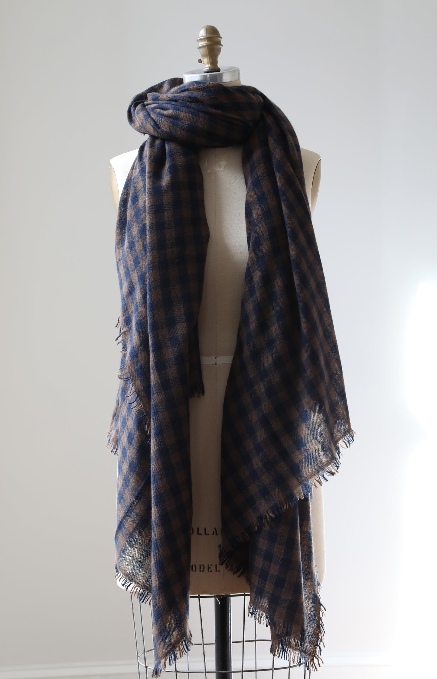 Brown & Navy Cashmere Scarf