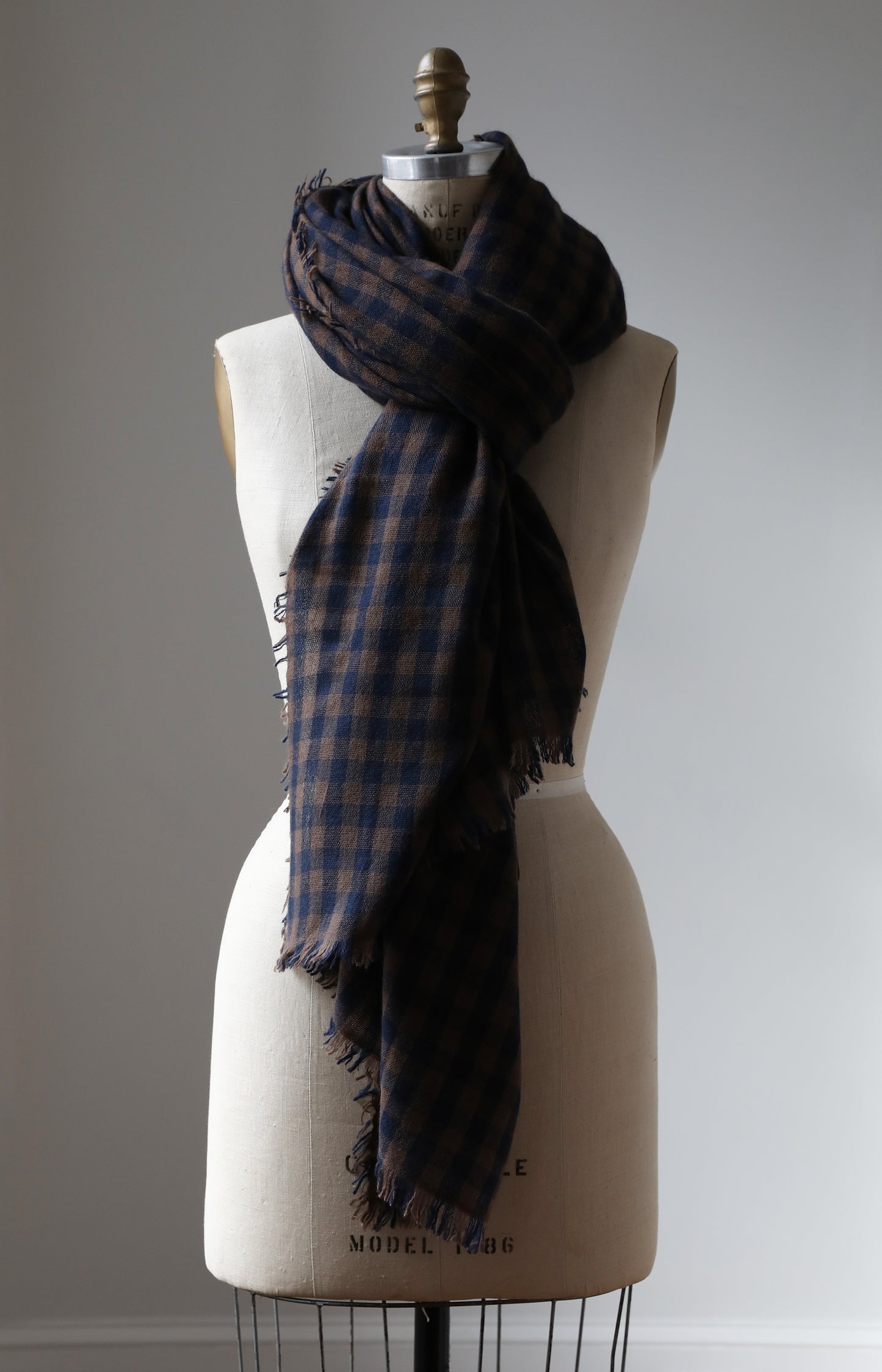 Brown & Navy Cashmere Scarf