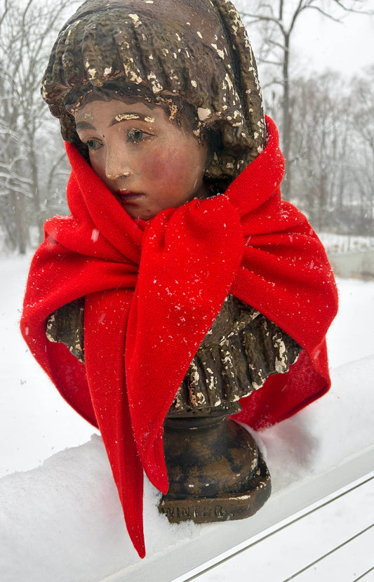 Red Cashmere Triangle Scarf