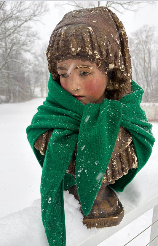 Green Cashmere Triangle Scarf