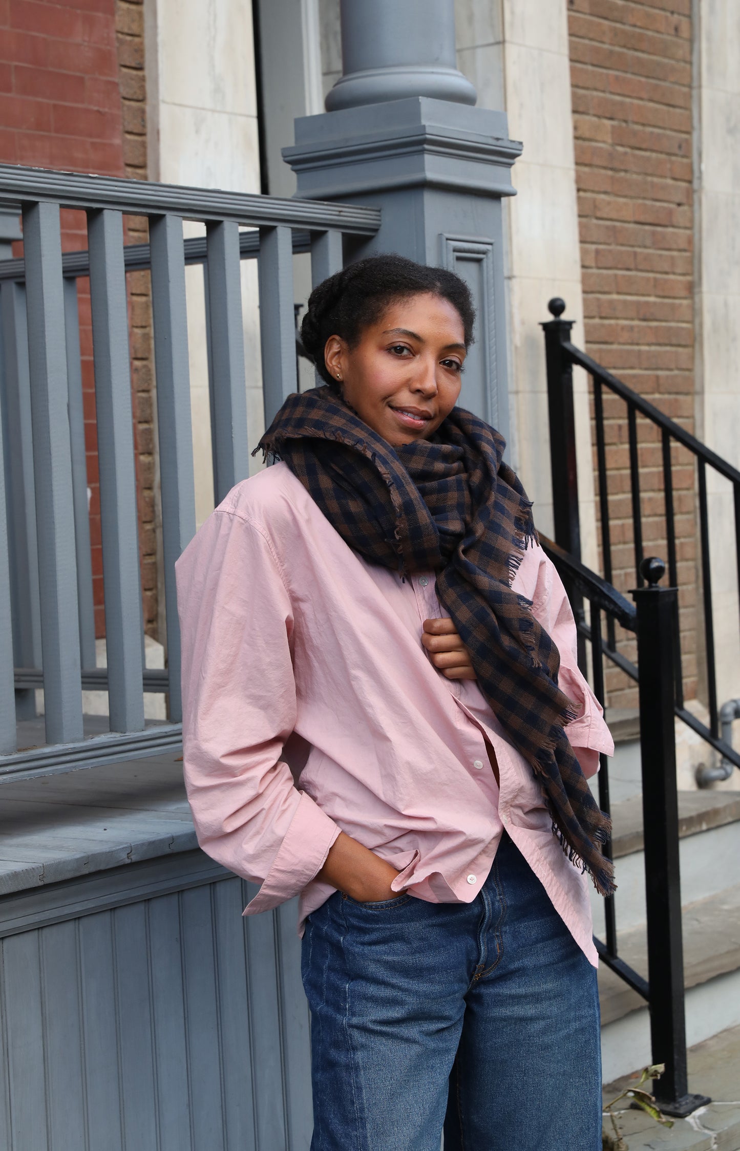 Brown & Navy Cashmere Scarf