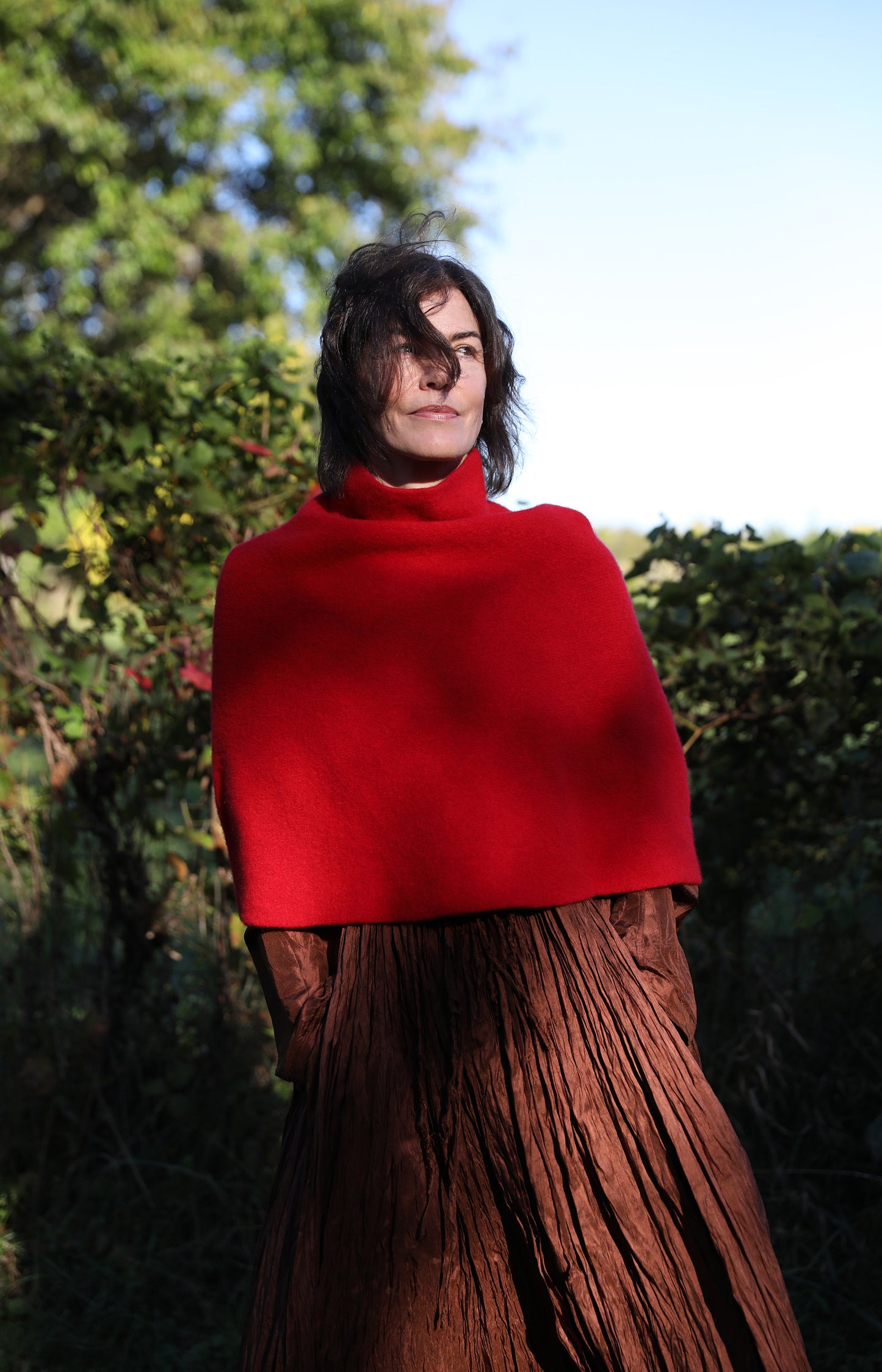 Dubonnet Half Neck Poncho