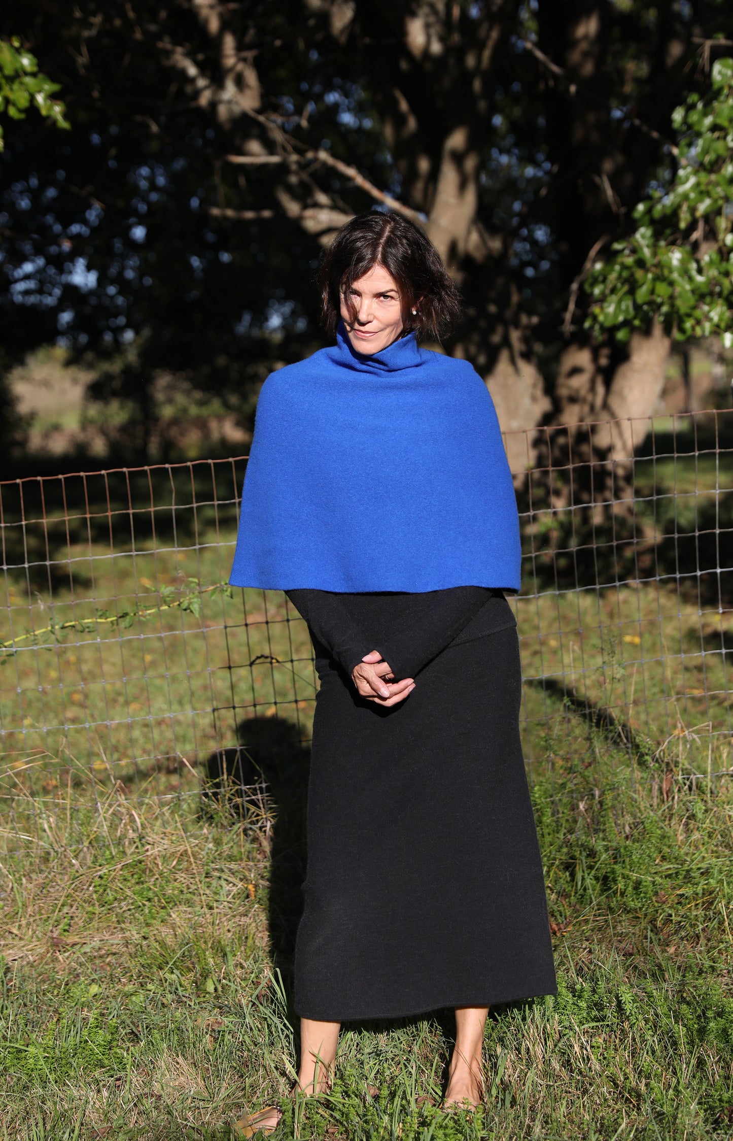 Blue Half Neck Poncho