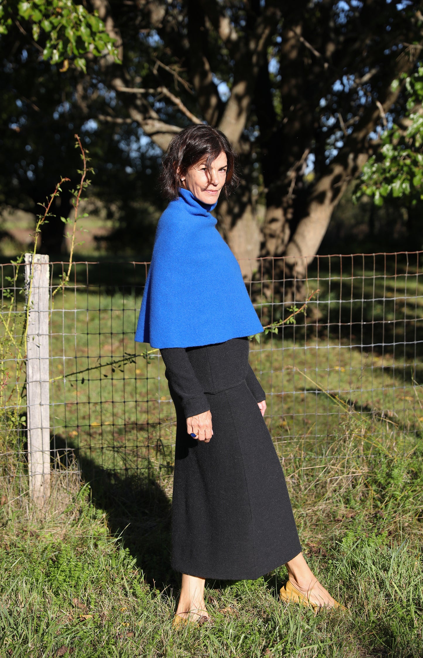 Blue Half Neck Poncho