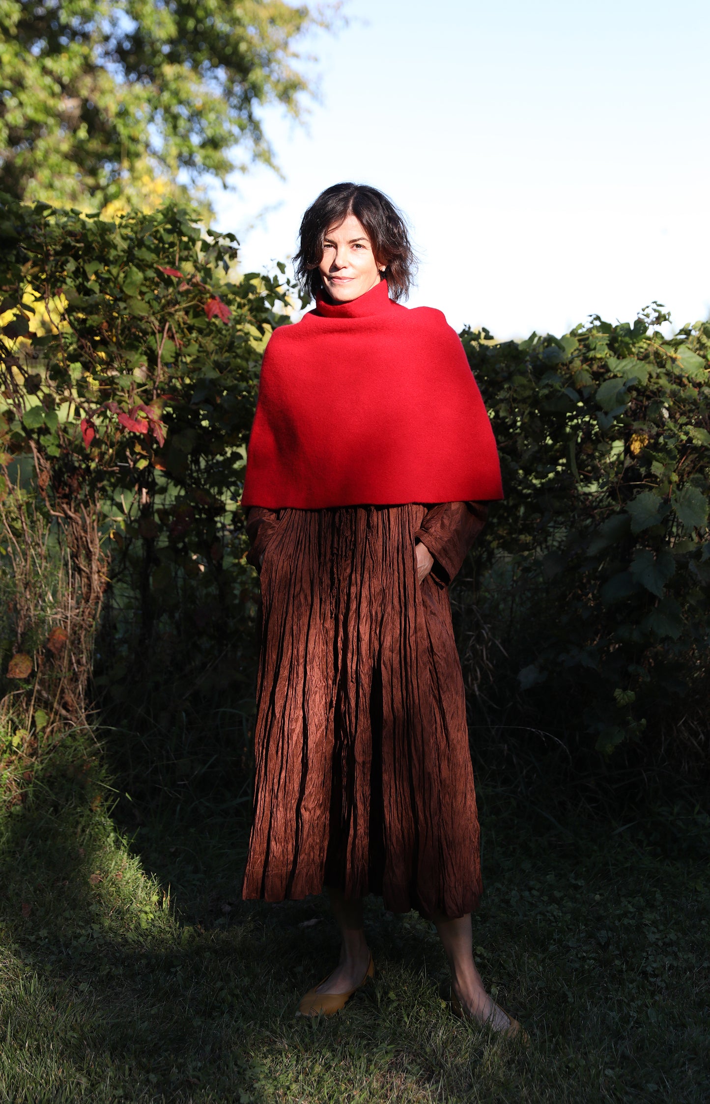 Dubonnet Half Neck Poncho