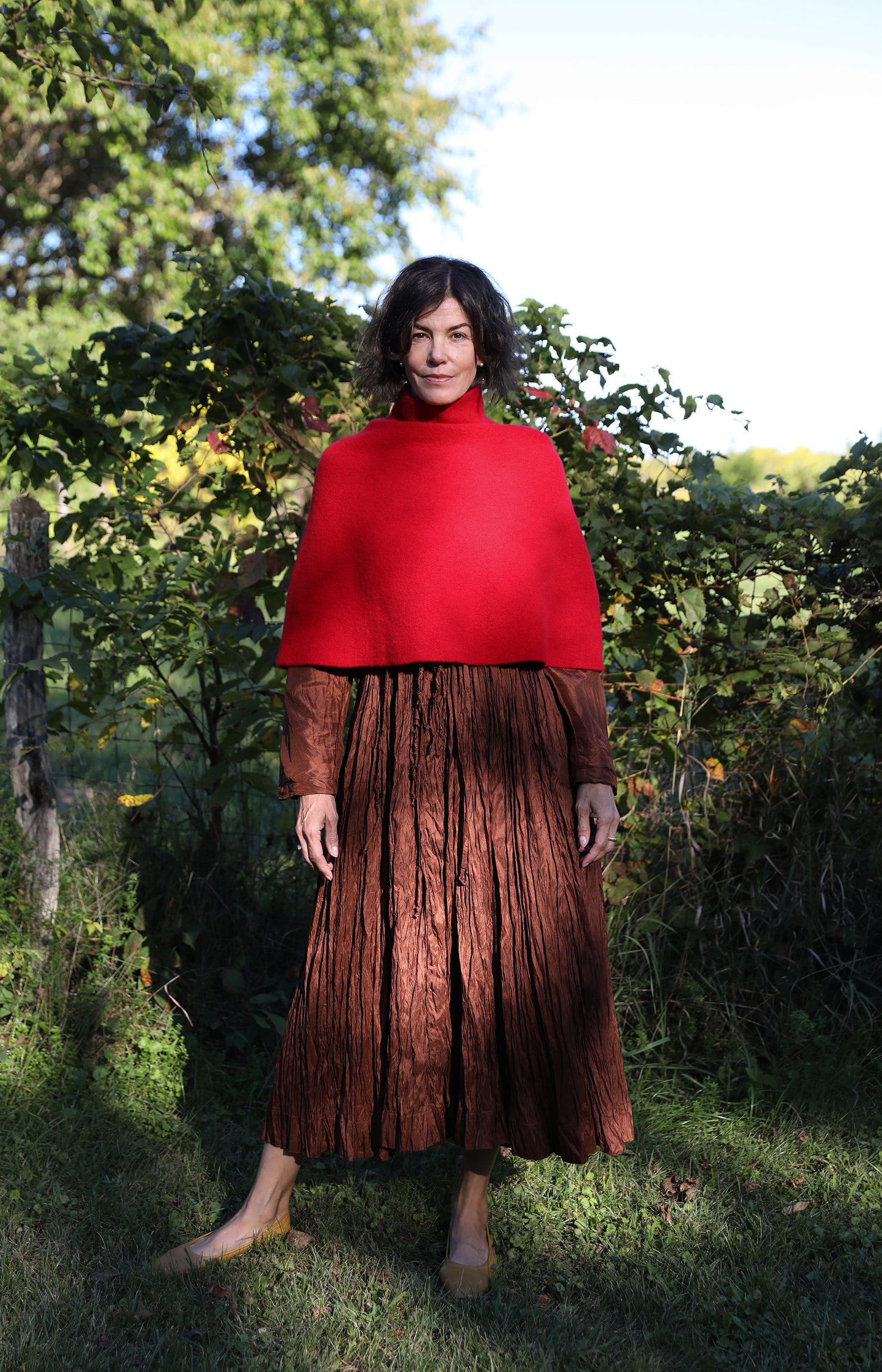 Dubonnet Half Neck Poncho