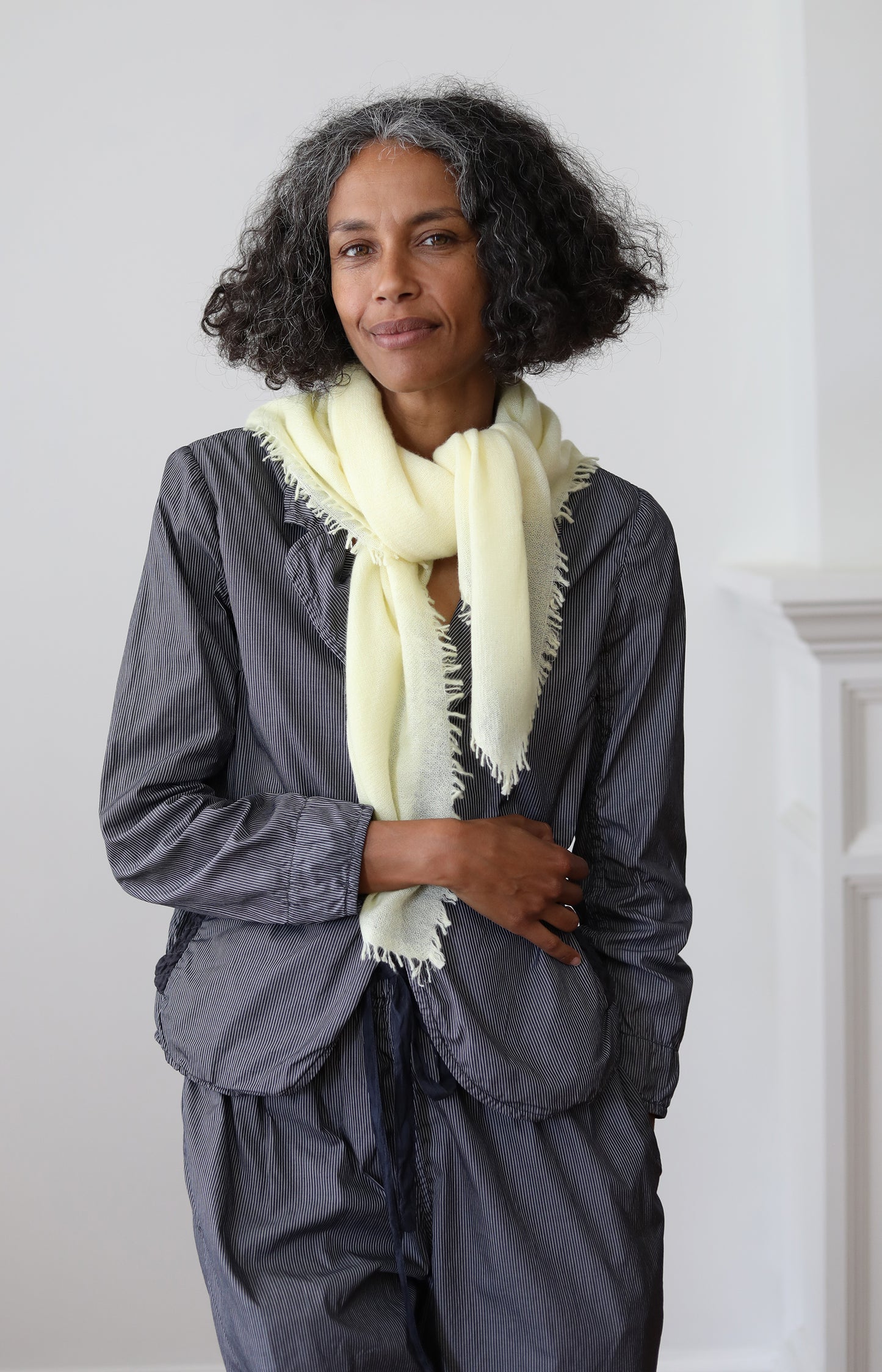Pale Yellow Cashmere Scarf