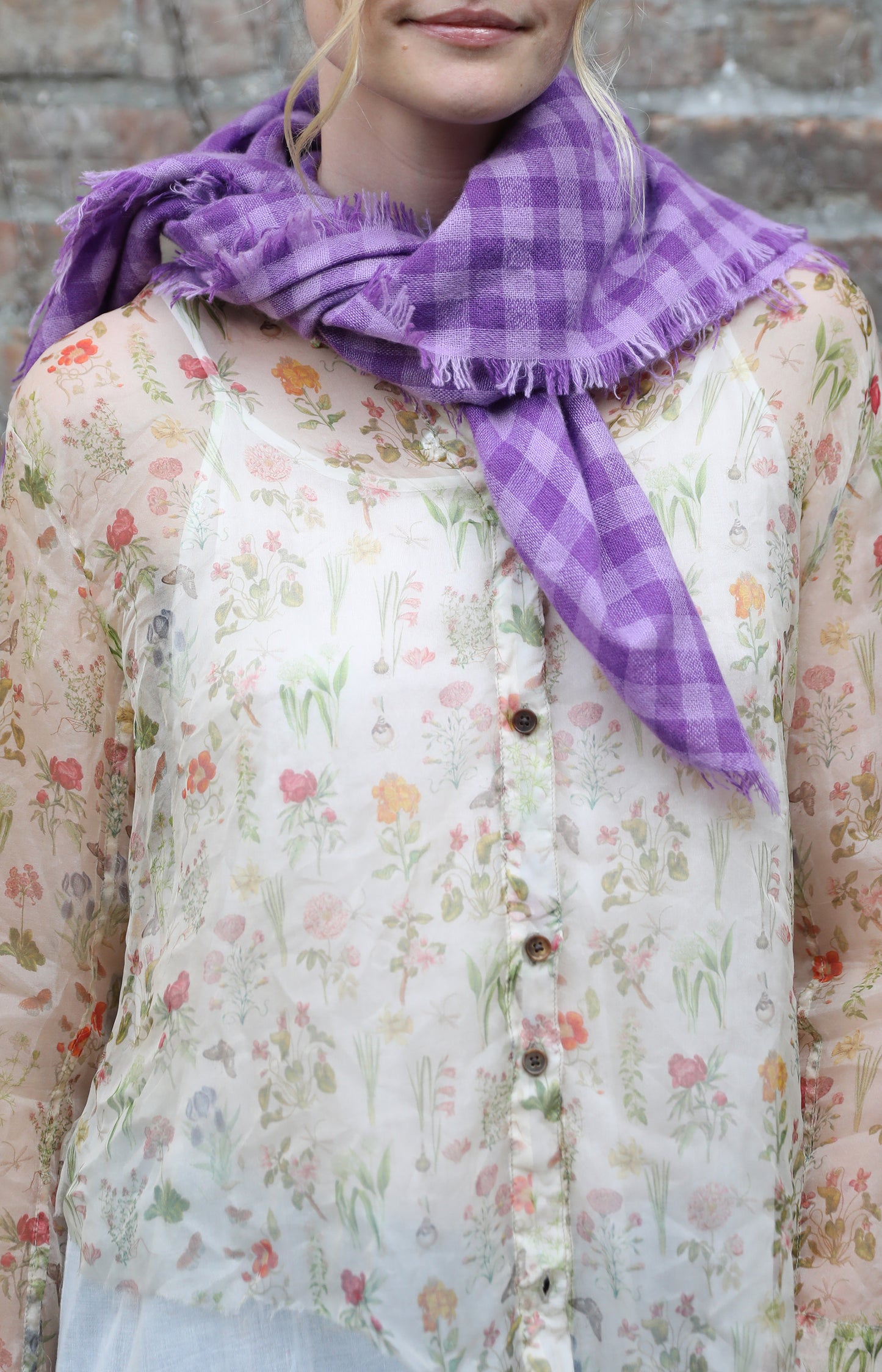 Purple & Lavender Check Cashmere Scarf