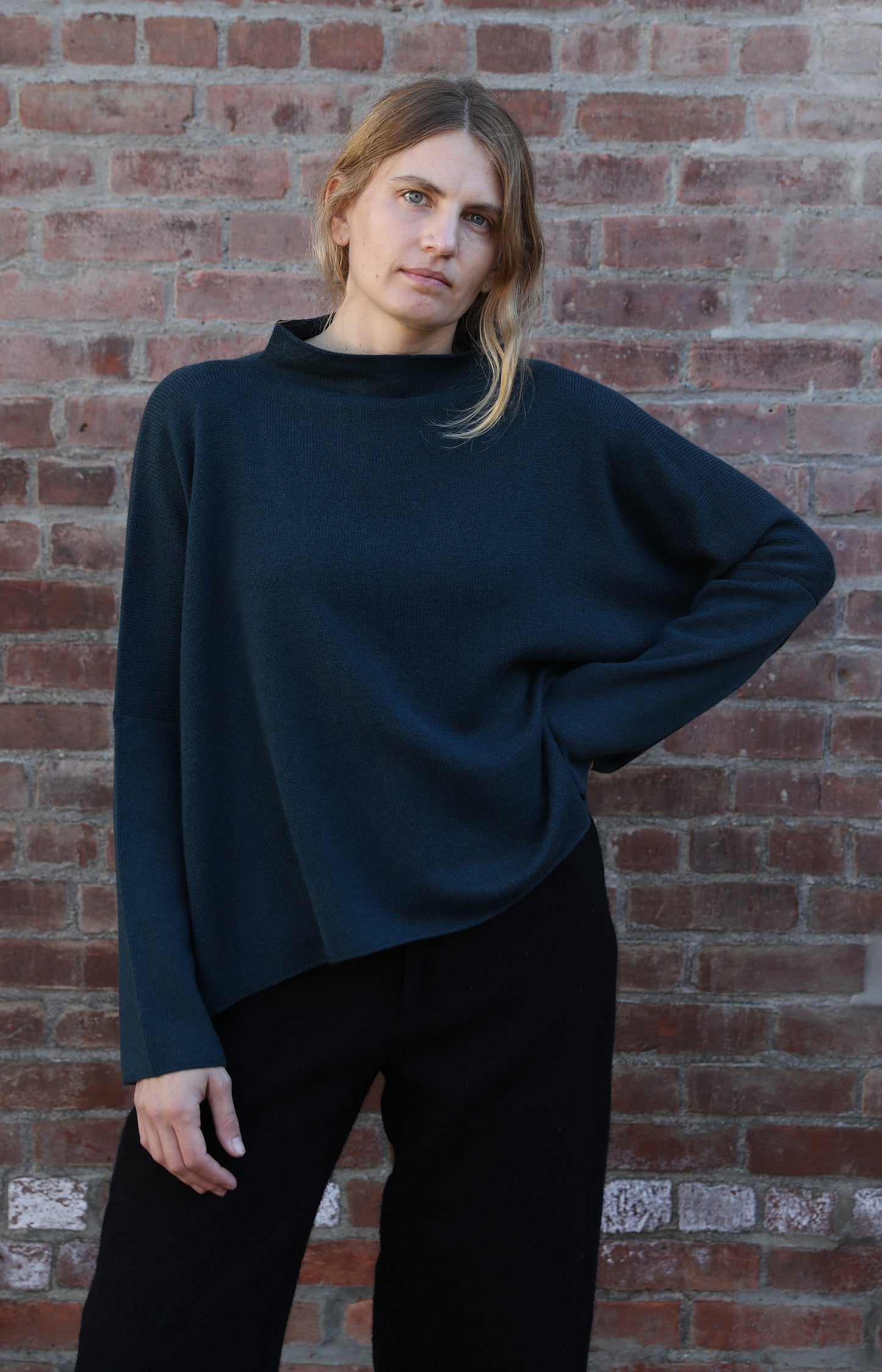 Petrol Mock Neck Sweater