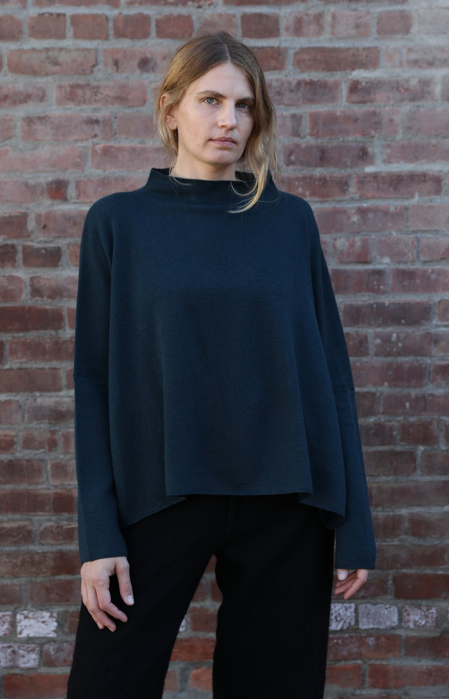 Petrol Mock Neck Sweater