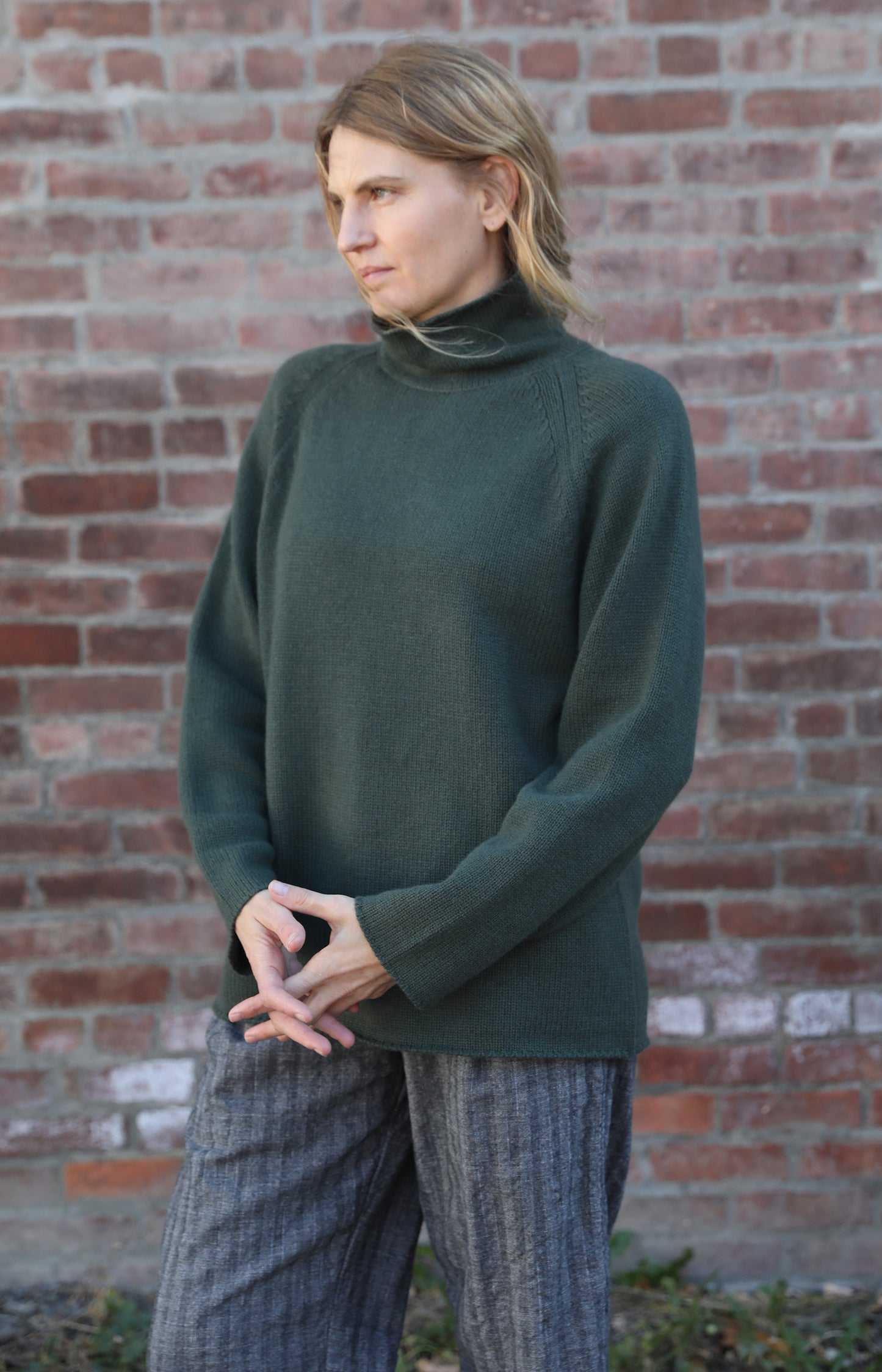 English Green Roll Neck Sweater