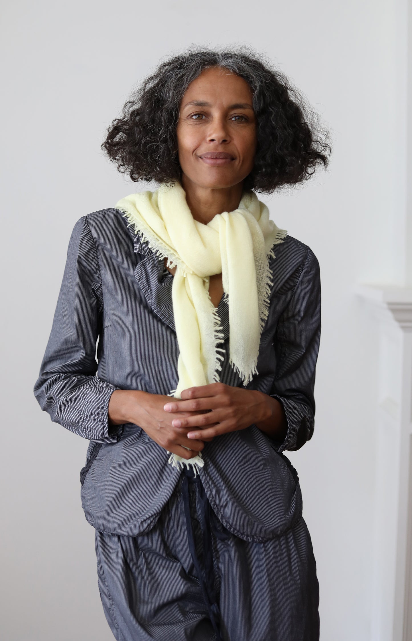 Pale Yellow Cashmere Scarf