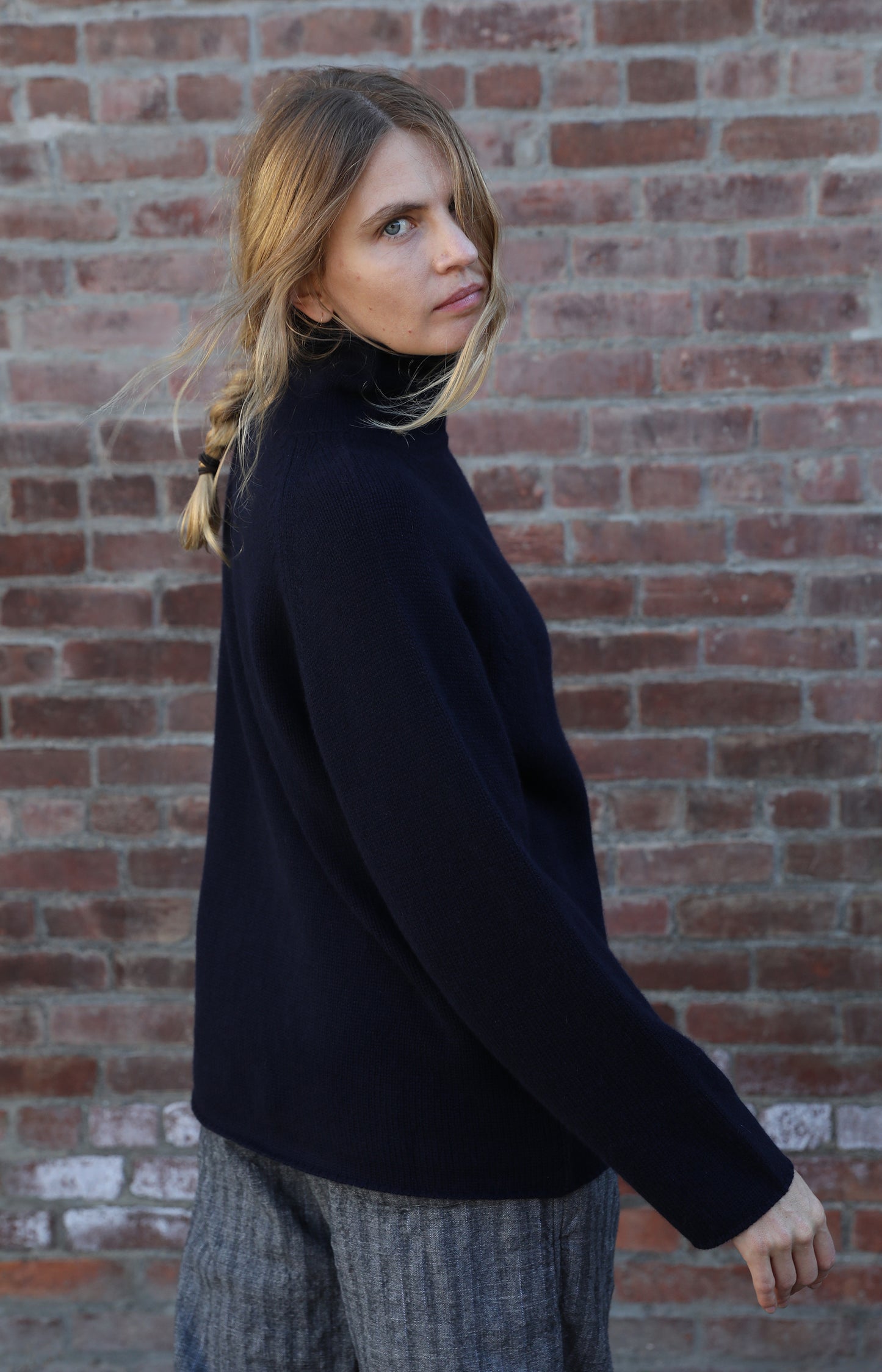 Dark Navy Roll Neck Sweater