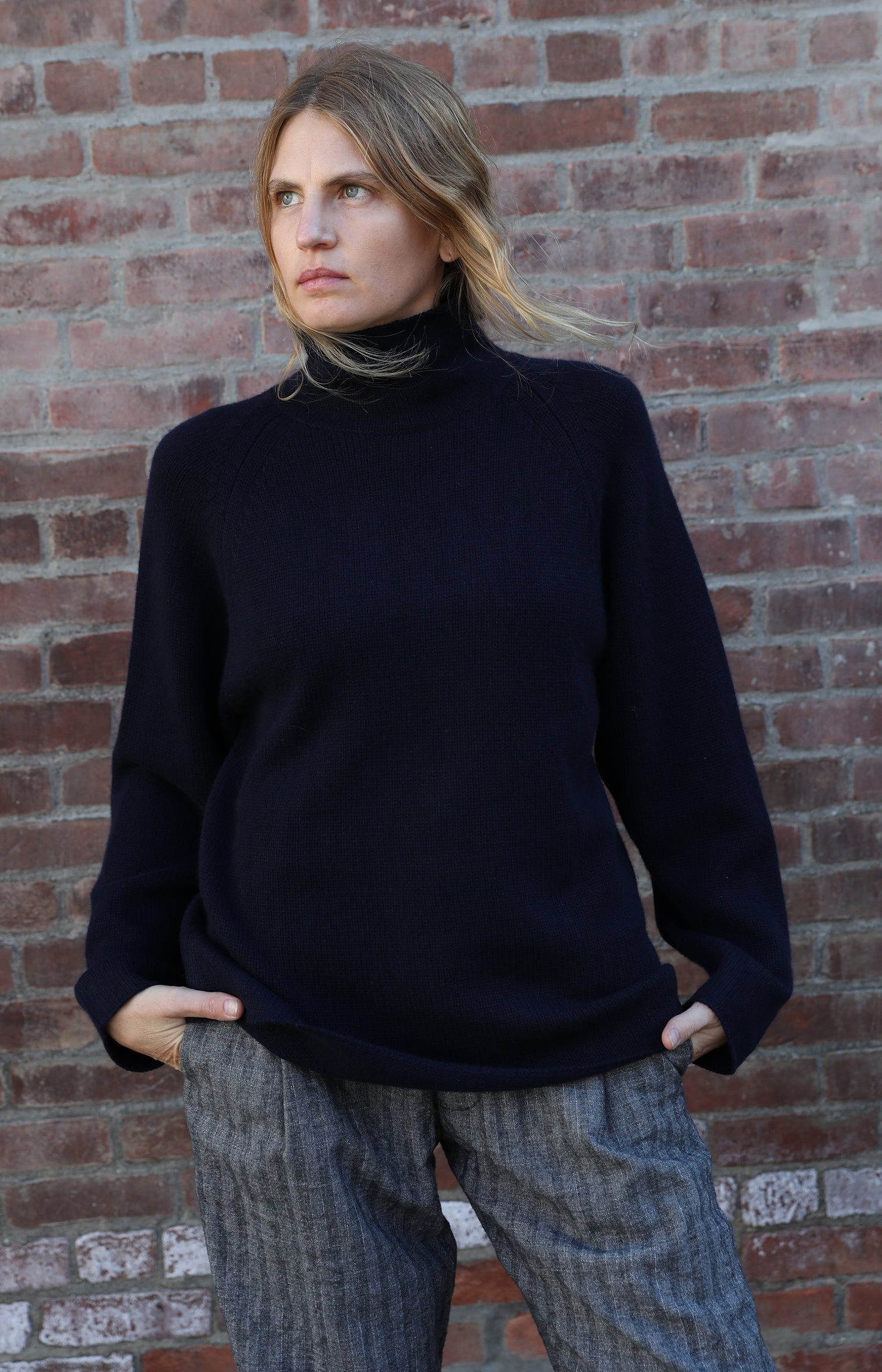 Dark Navy Roll Neck Sweater