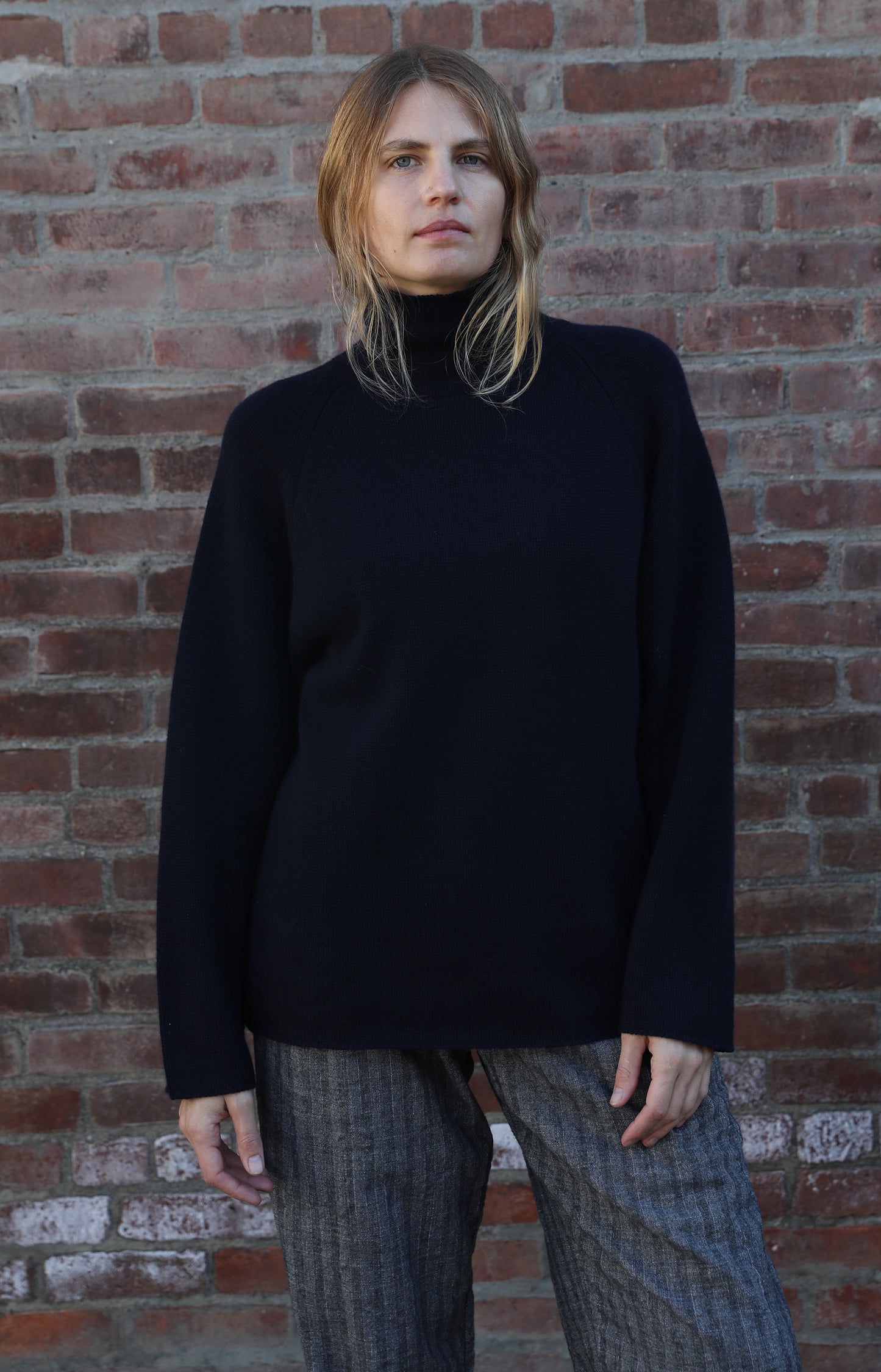 Dark Navy Roll Neck Sweater