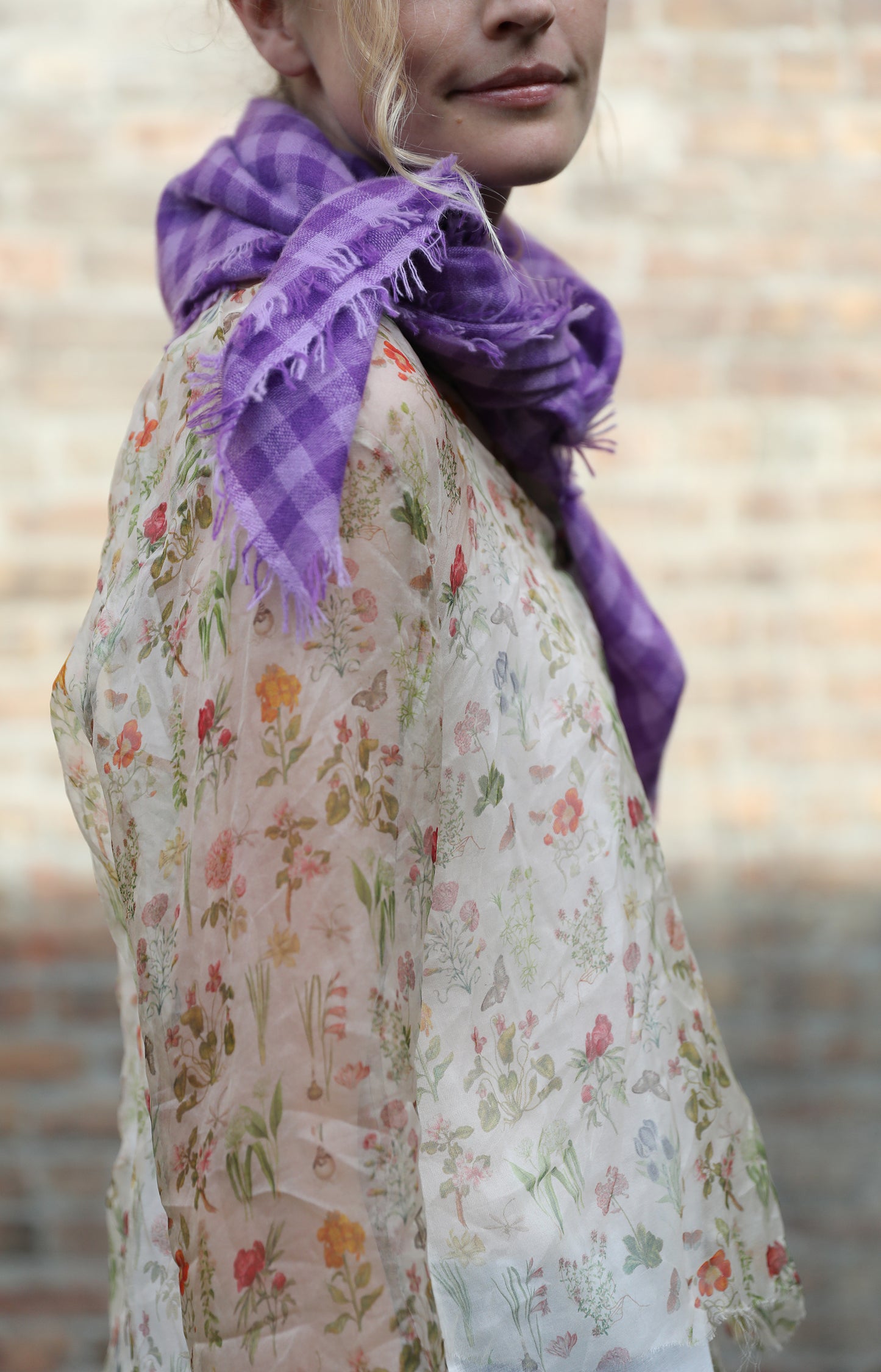 Purple & Lavender Check Cashmere Scarf